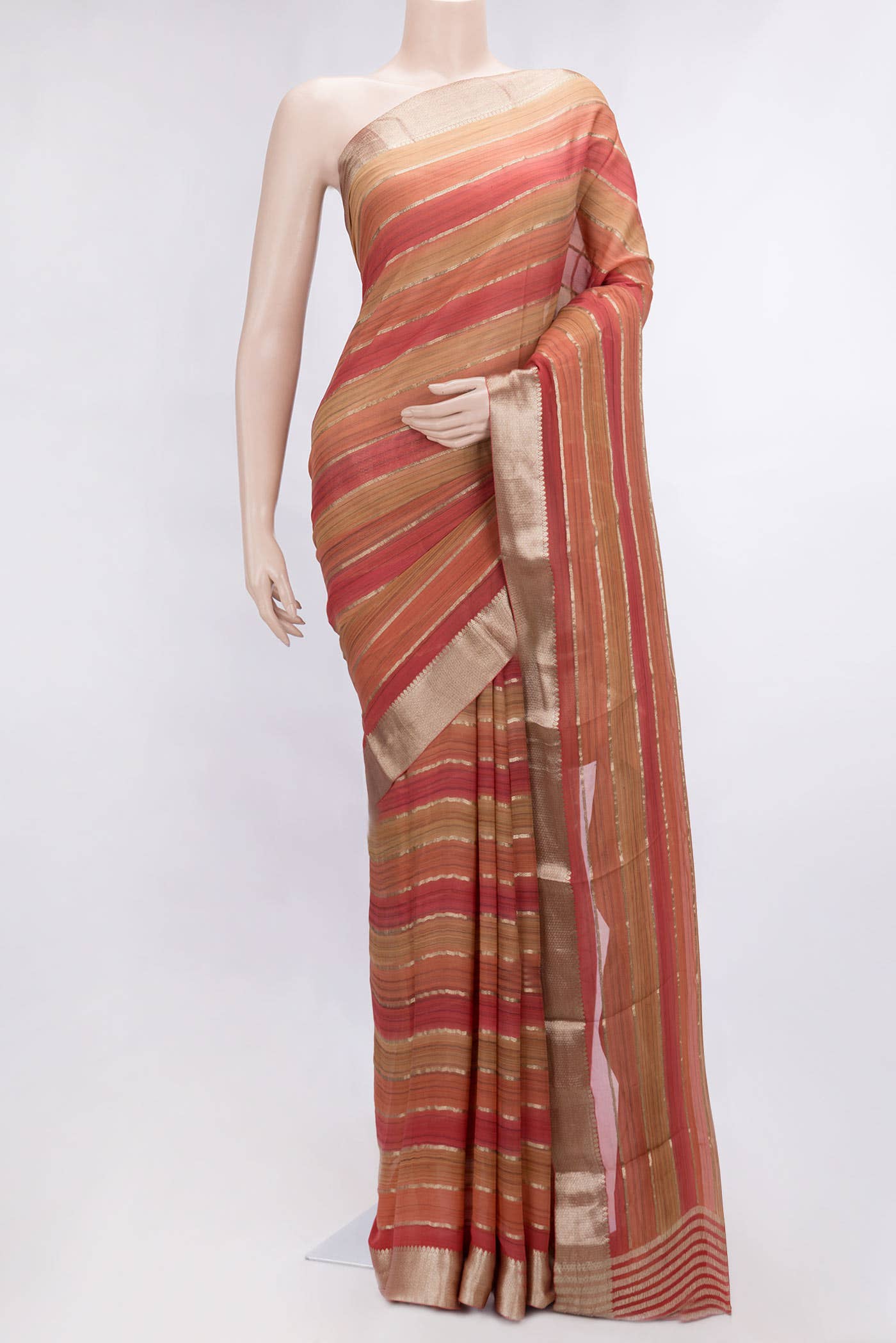 Dark Pink and Mauve Dual Tone Mysore Georgette Saree