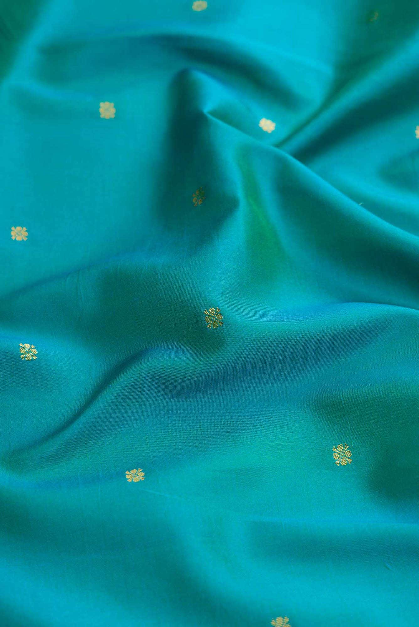 Peacock Blue Dual Tone Kanchipuram Silk Saree