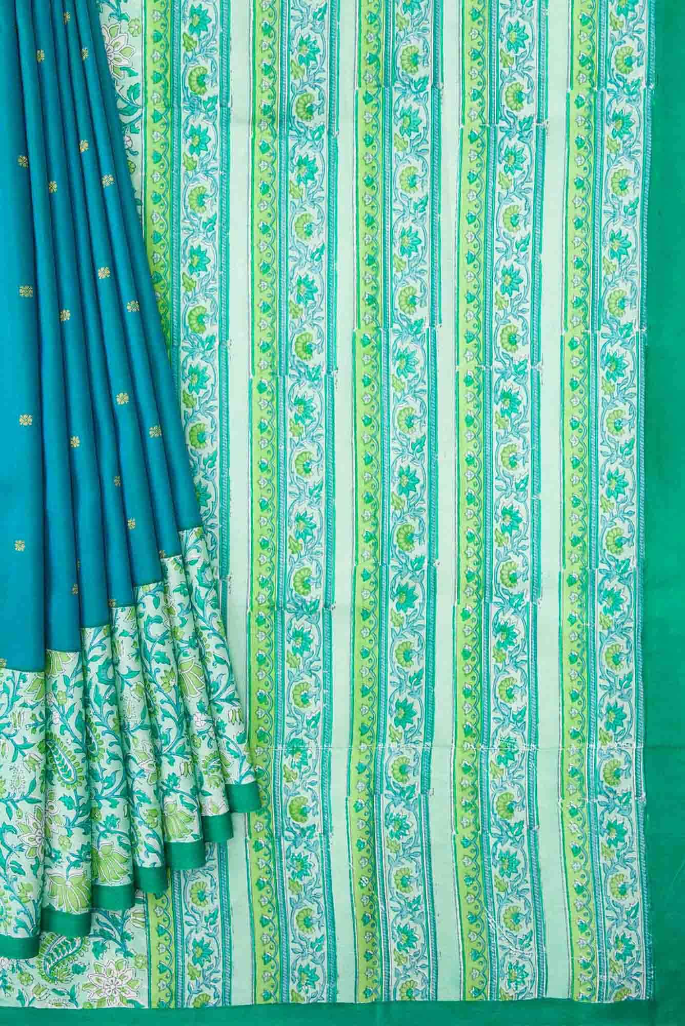 Peacock Blue Dual Tone Kanchipuram Silk Saree