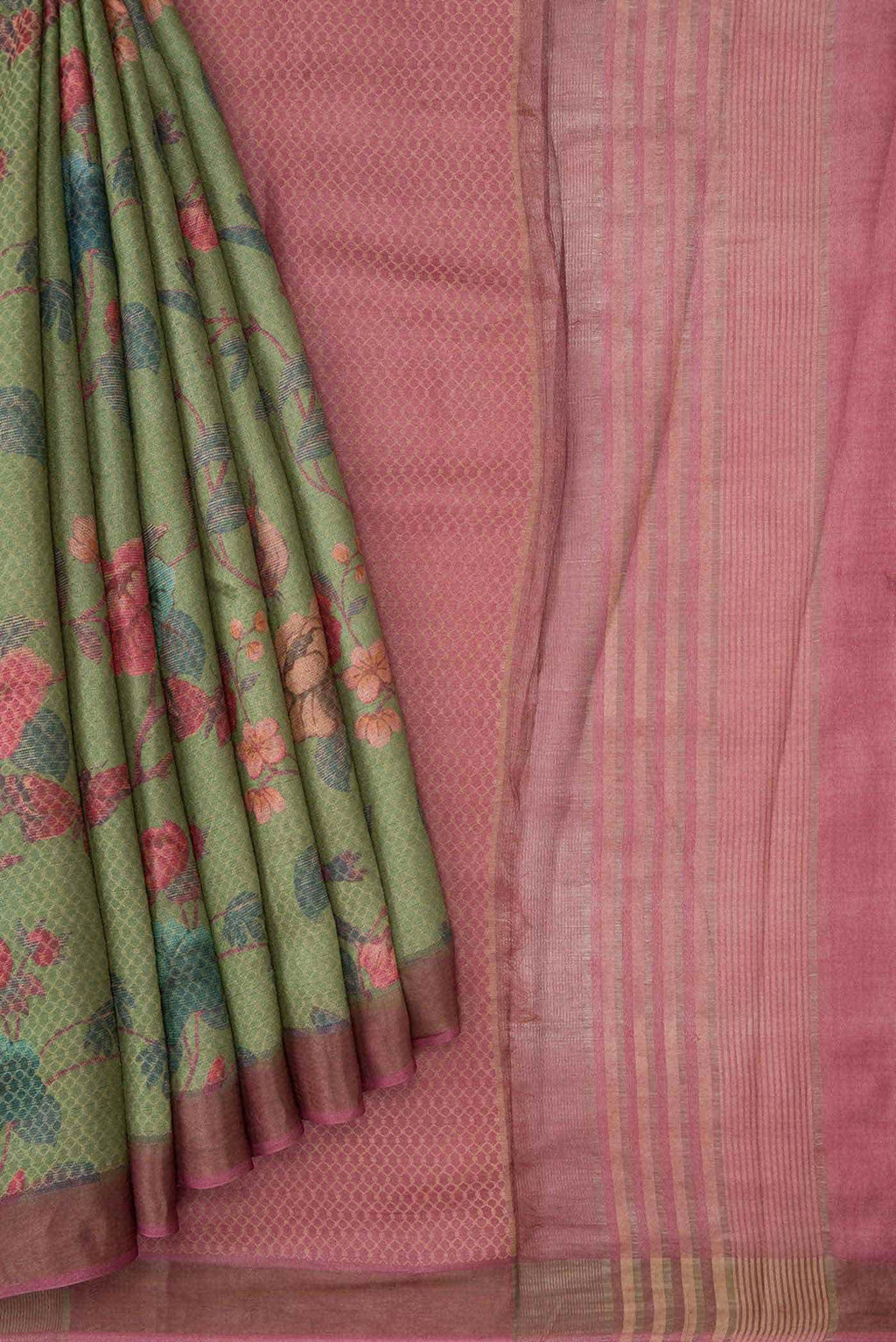 Green Dual Tone Tussar Silk Saree