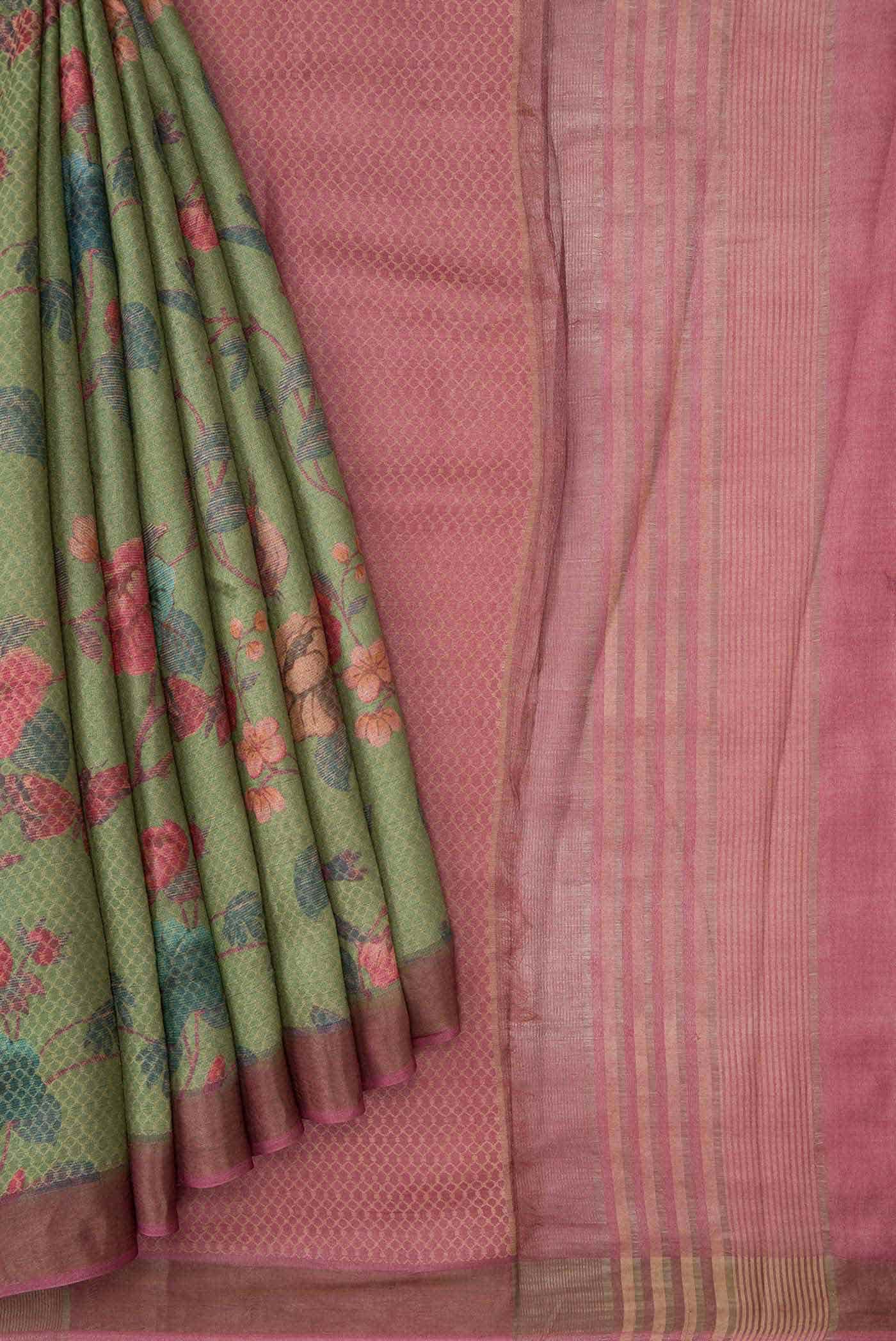 Green Dual Tone Tussar Silk Saree