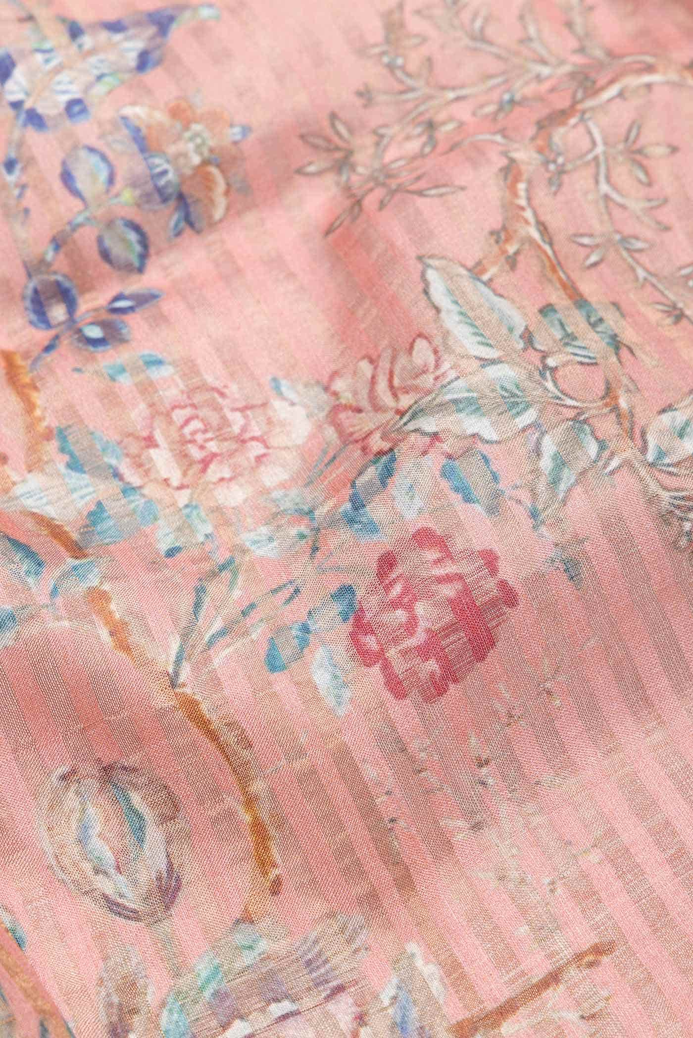 Peach Tussar Silk Saree
