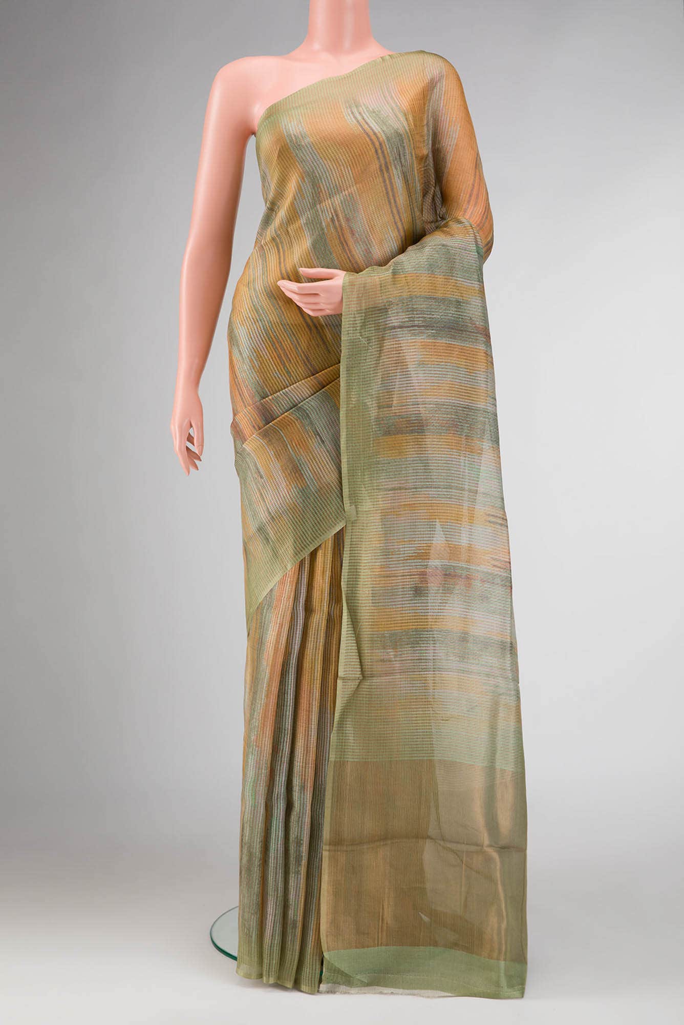 Green Dual Tone Tussar Silk Saree