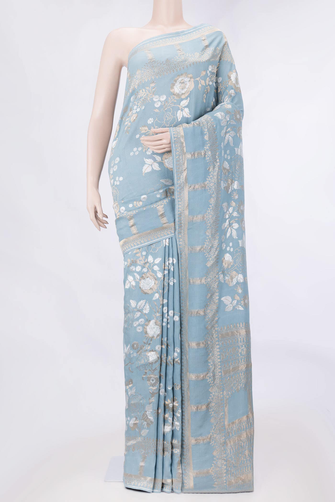 Grey Dual Tone Banarasi Georgette Saree