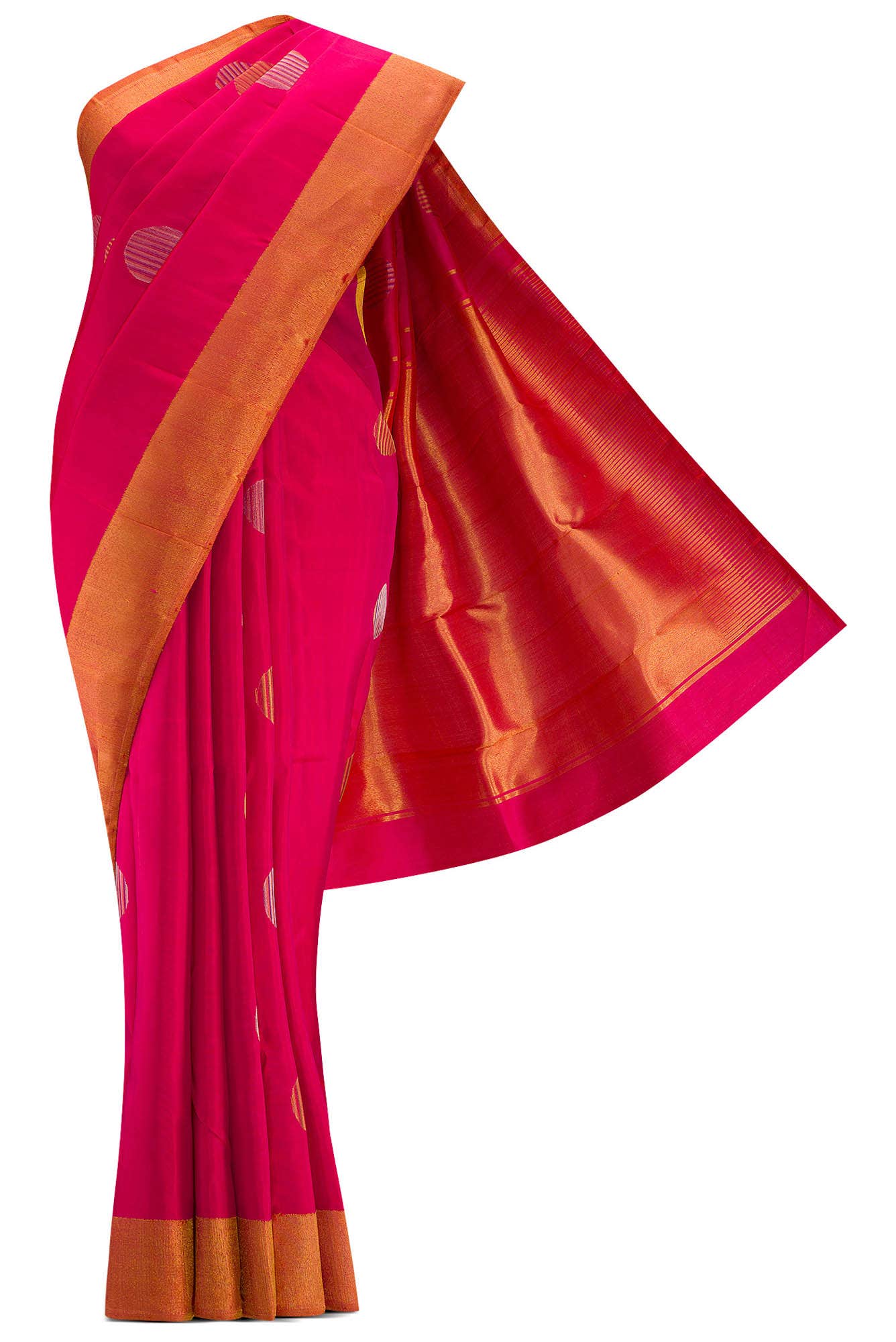 Pure Silk Pure Zari Dark Pink Dual Tone Kanchipuram Saree