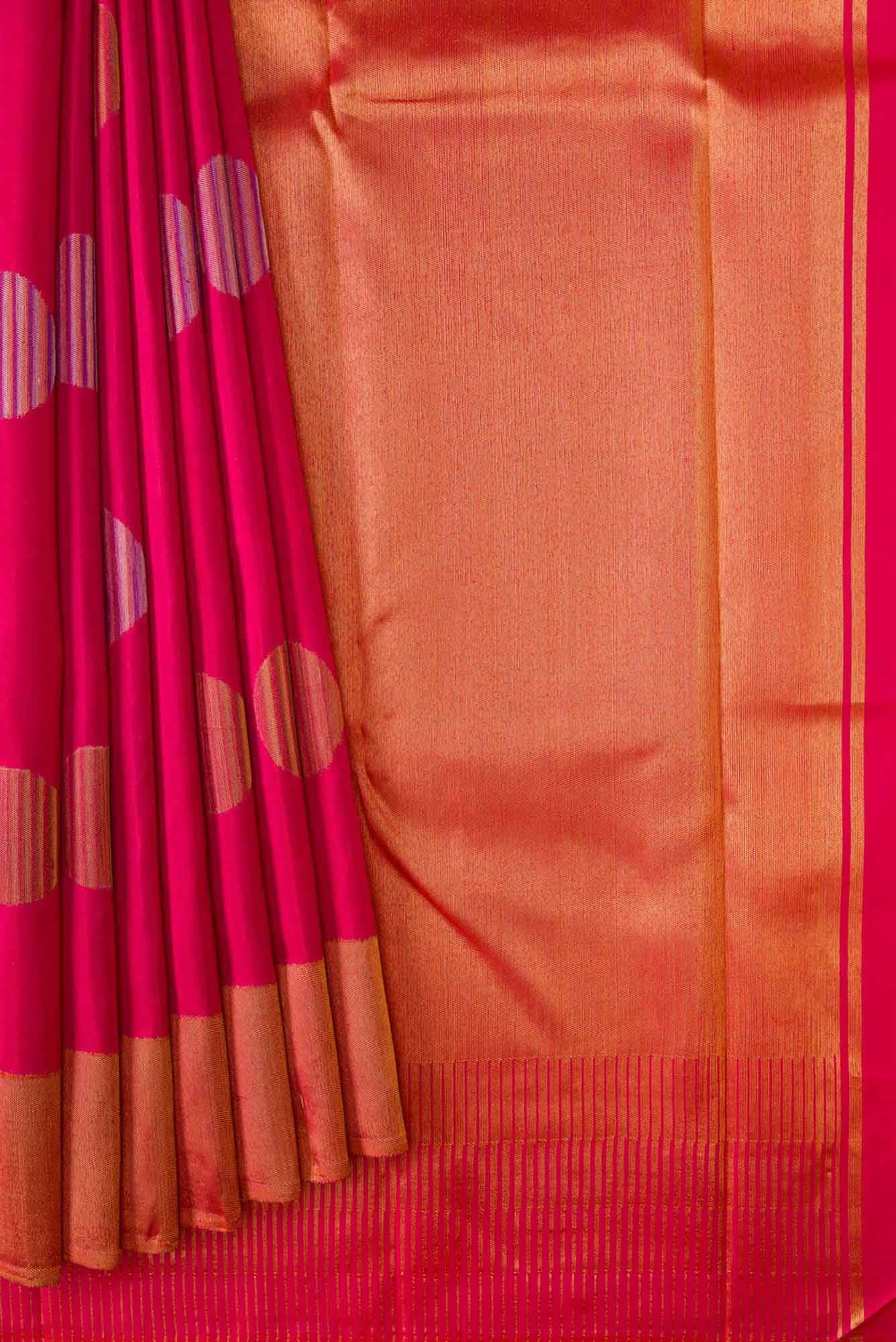 Pure Silk Pure Zari Dark Pink Dual Tone Kanchipuram Saree