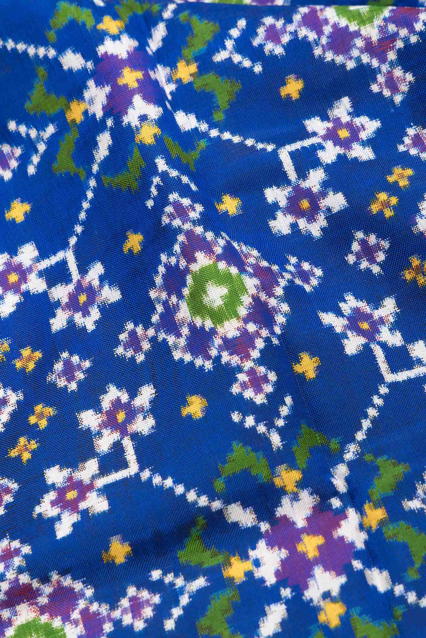 Pure Silk Pure Zari Royal Blue Dual Tone Double Ikat Saree
