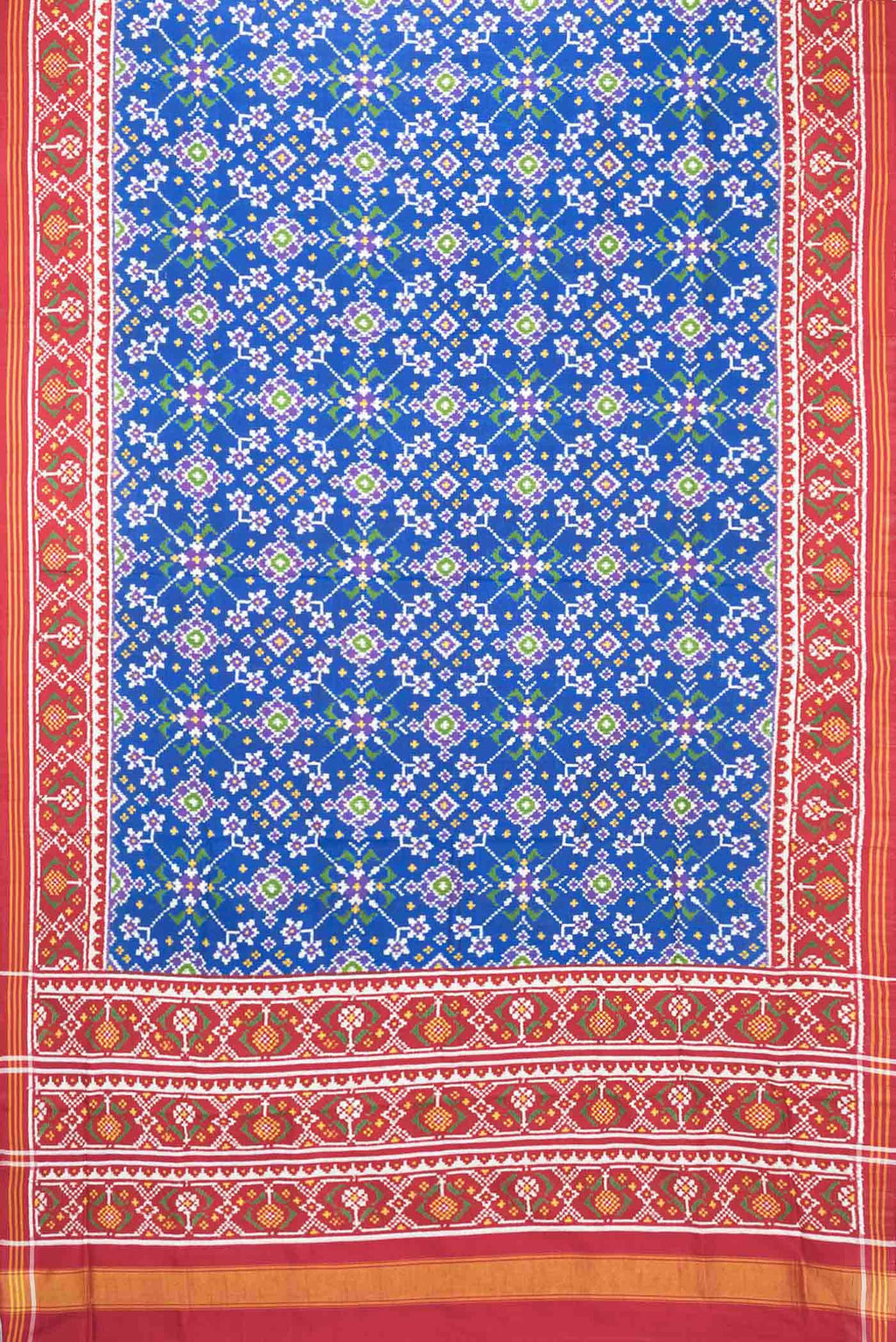 Pure Silk Pure Zari Royal Blue Dual Tone Double Ikat Saree