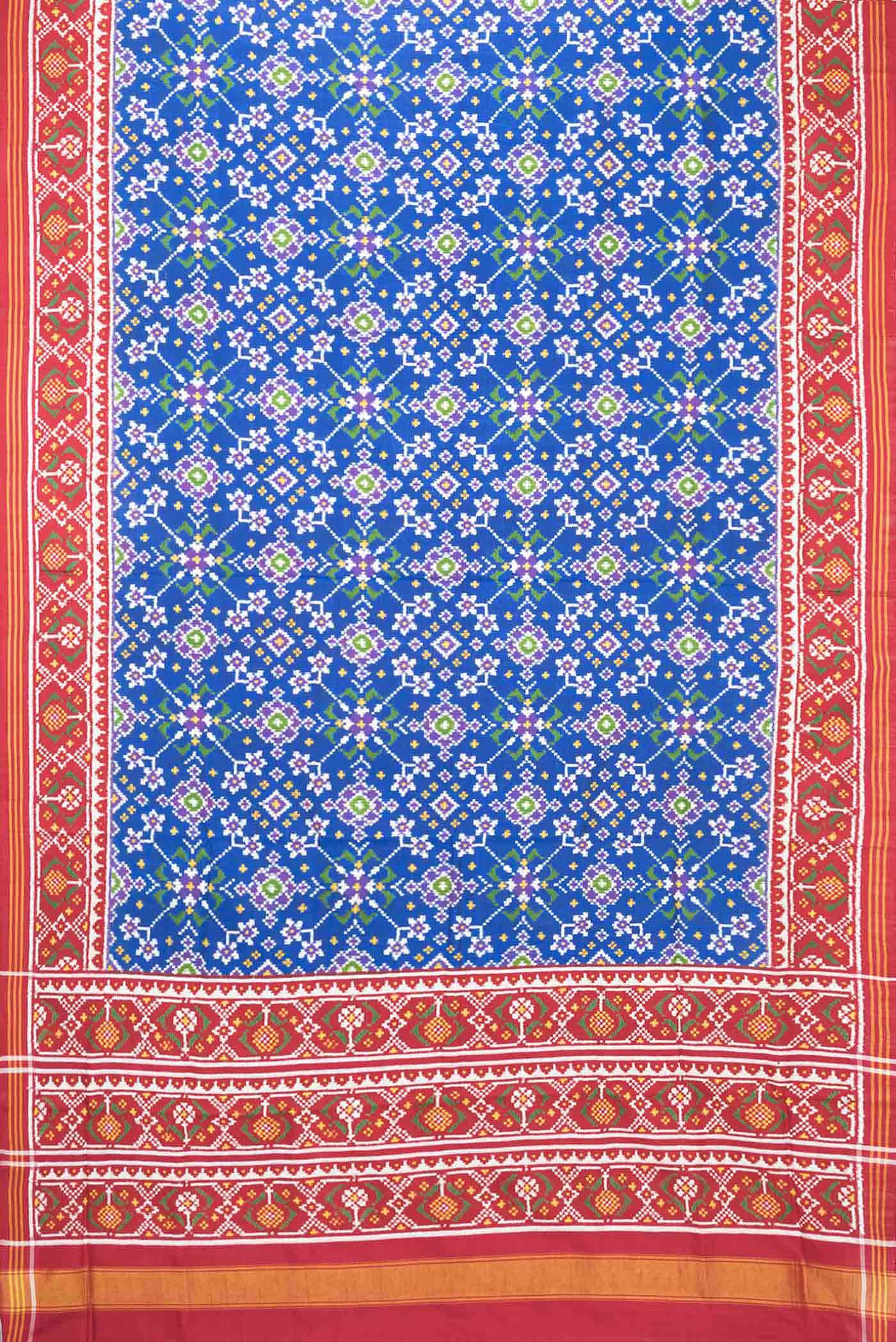 Pure Silk Pure Zari Royal Blue Dual Tone Double Ikat Saree
