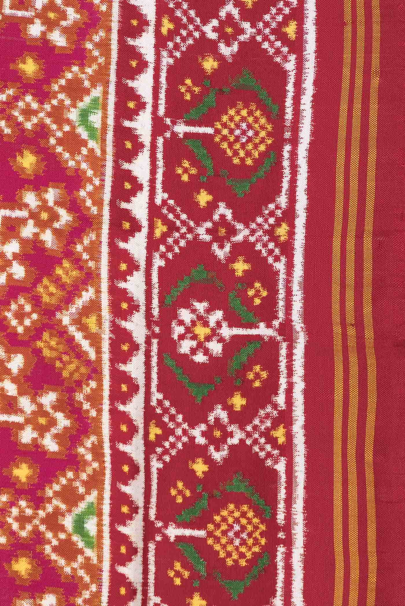 Pure Silk Pure Zari Mustard Dual Tone Double Ikat Saree