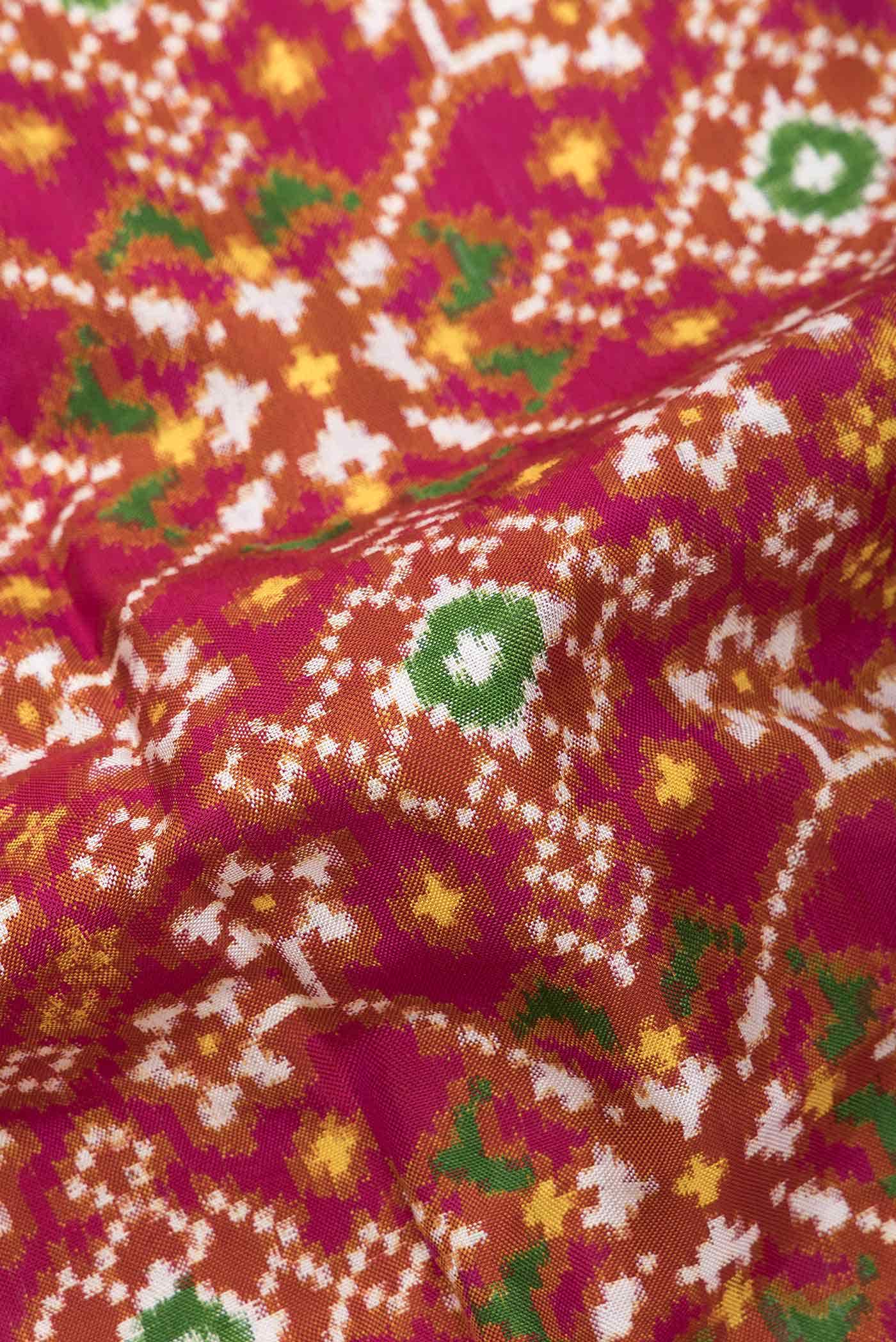Pure Silk Pure Zari Mustard Dual Tone Double Ikat Saree