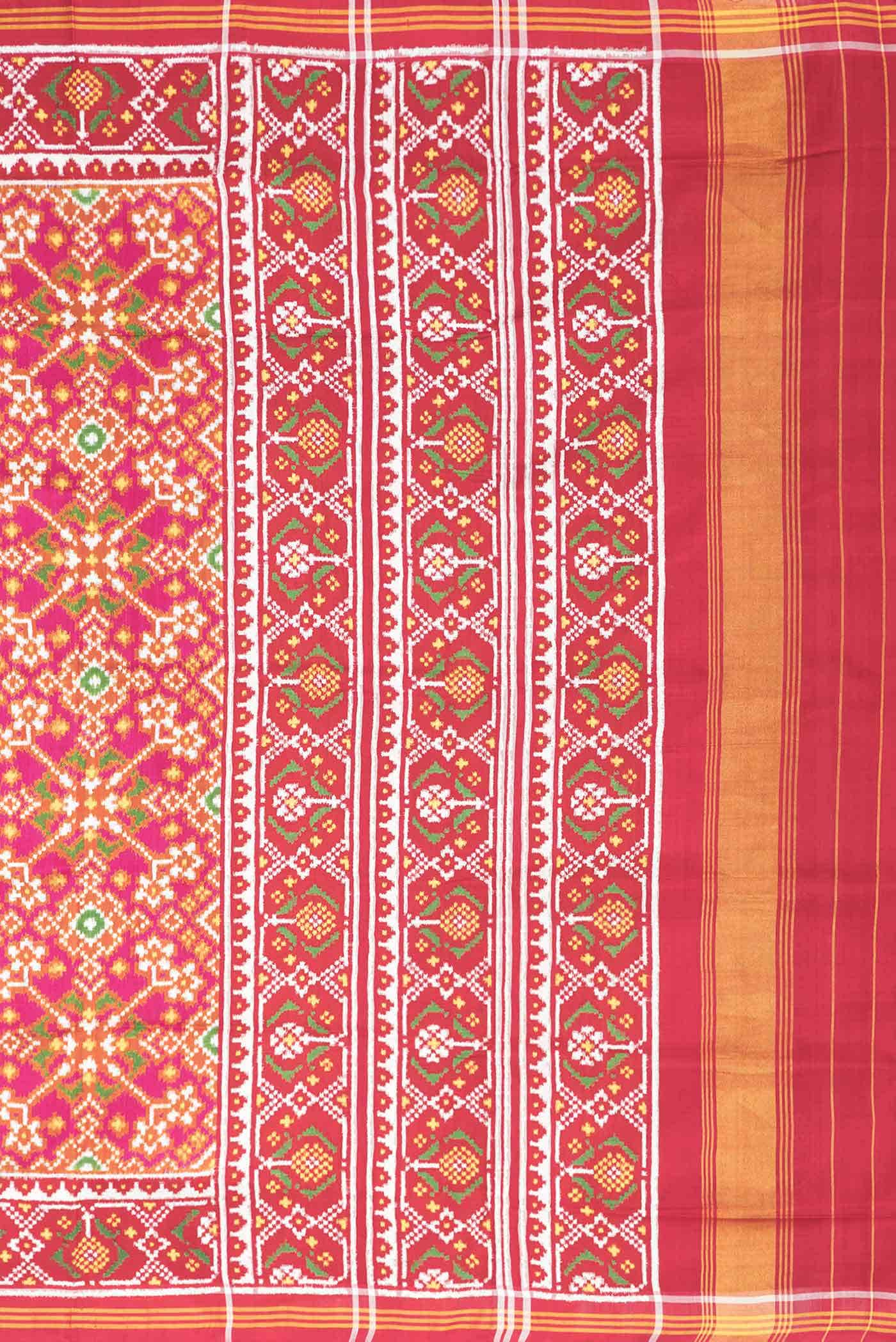 Pure Silk Pure Zari Mustard Dual Tone Double Ikat Saree