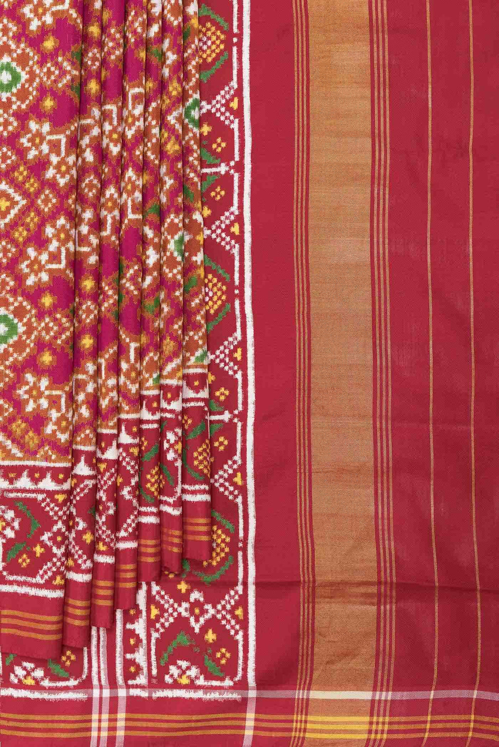 Pure Silk Pure Zari Mustard Dual Tone Double Ikat Saree