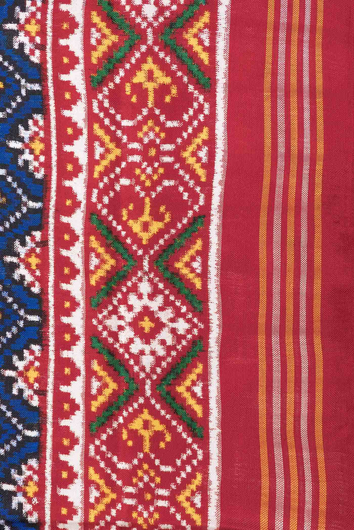 Pure Silk Pure Zari Royal Blue Dual Tone Double Ikat Saree