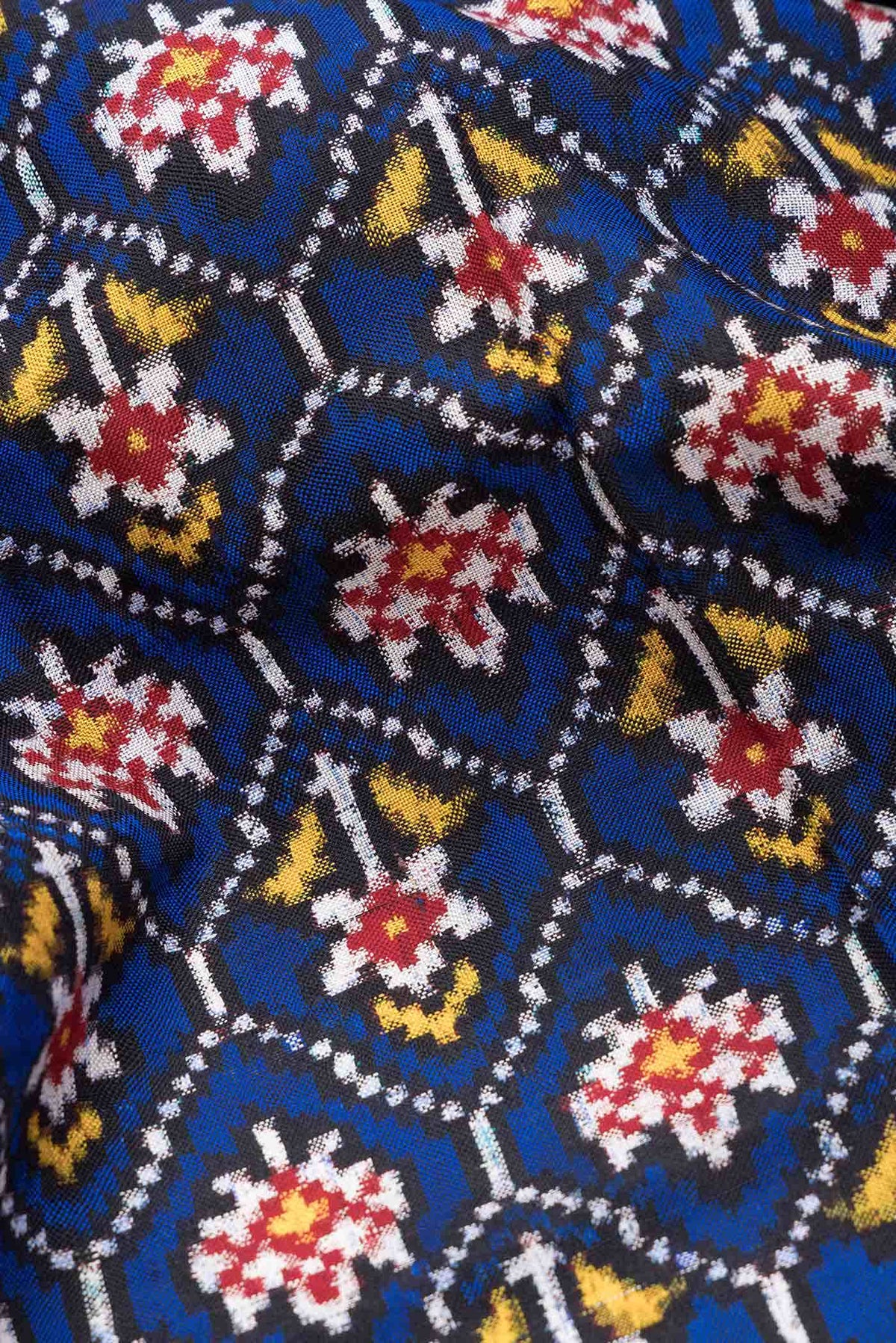 Pure Silk Pure Zari Royal Blue Dual Tone Double Ikat Saree