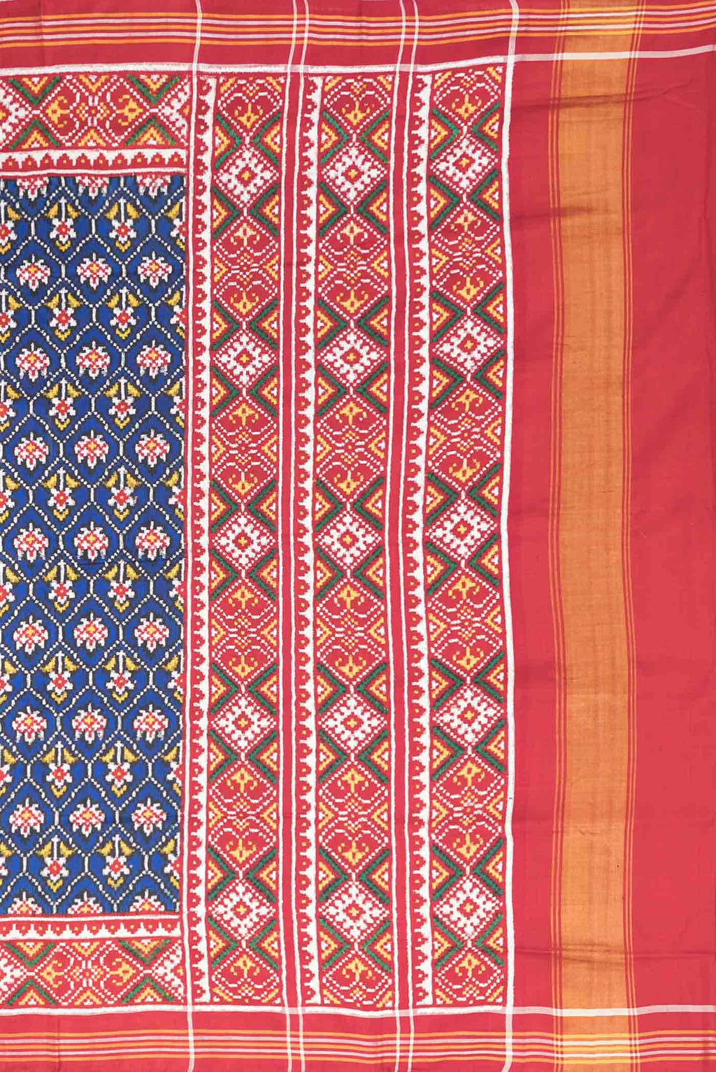 Pure Silk Pure Zari Royal Blue Dual Tone Double Ikat Saree