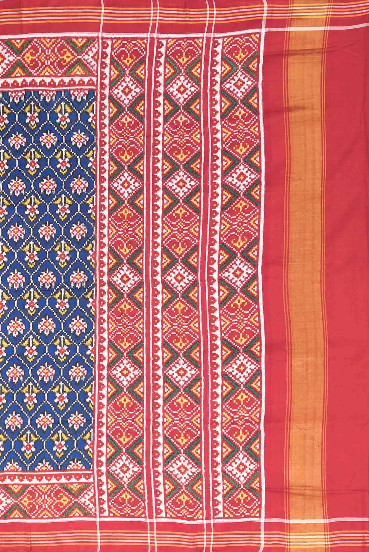 Pure Silk Pure Zari Royal Blue Dual Tone Double Ikat Saree