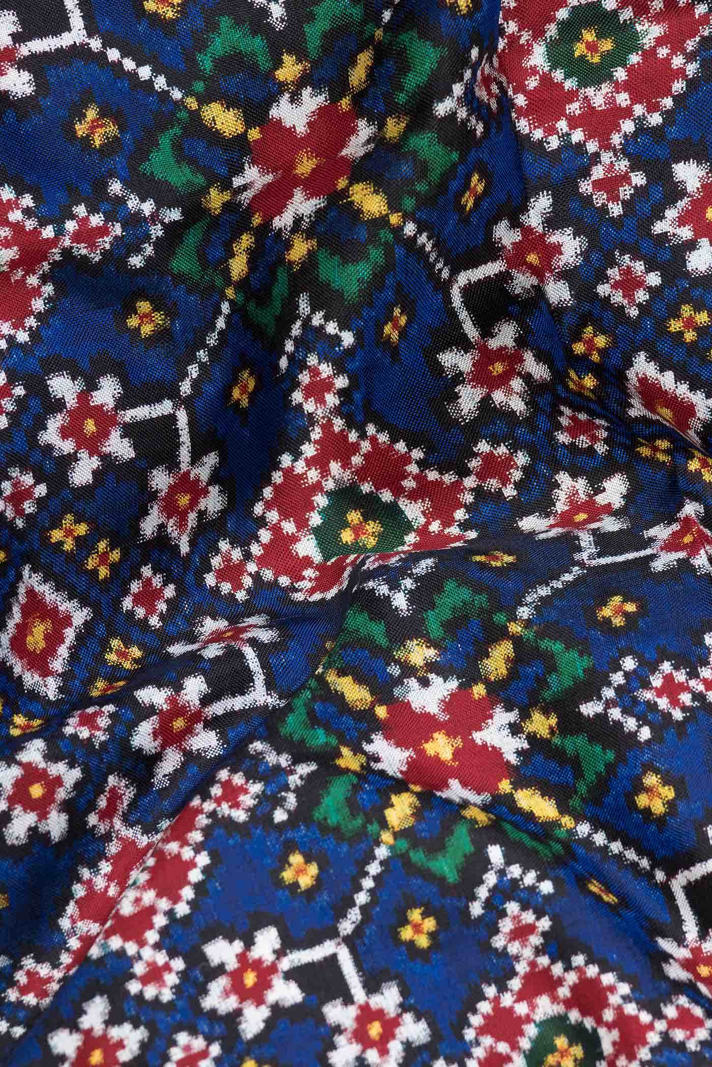 Pure Silk Pure Zari Royal Blue Dual Tone Double Ikat Saree
