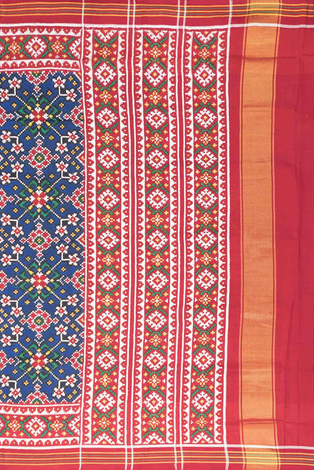 Pure Silk Pure Zari Royal Blue Dual Tone Double Ikat Saree