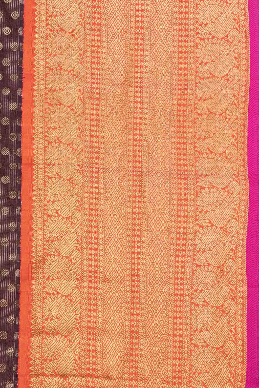 Pure Silk Pure Zari Coffee Brown Dual Tone Kanchipuram Saree