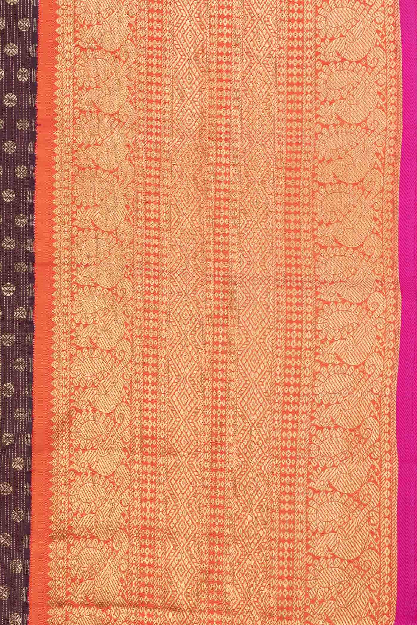 Pure Silk Pure Zari Coffee Brown Dual Tone Kanchipuram Saree