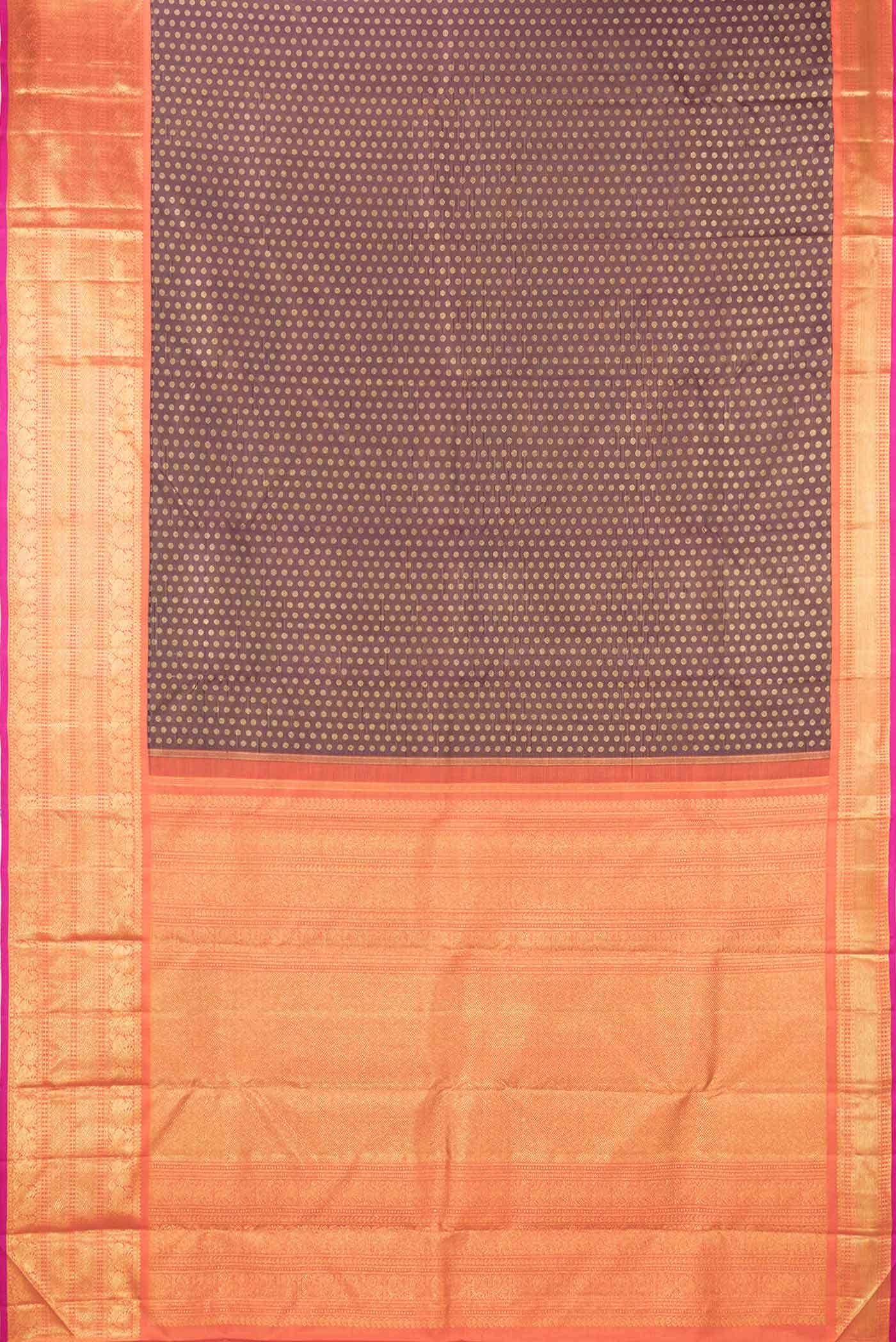 Pure Silk Pure Zari Coffee Brown Dual Tone Kanchipuram Saree