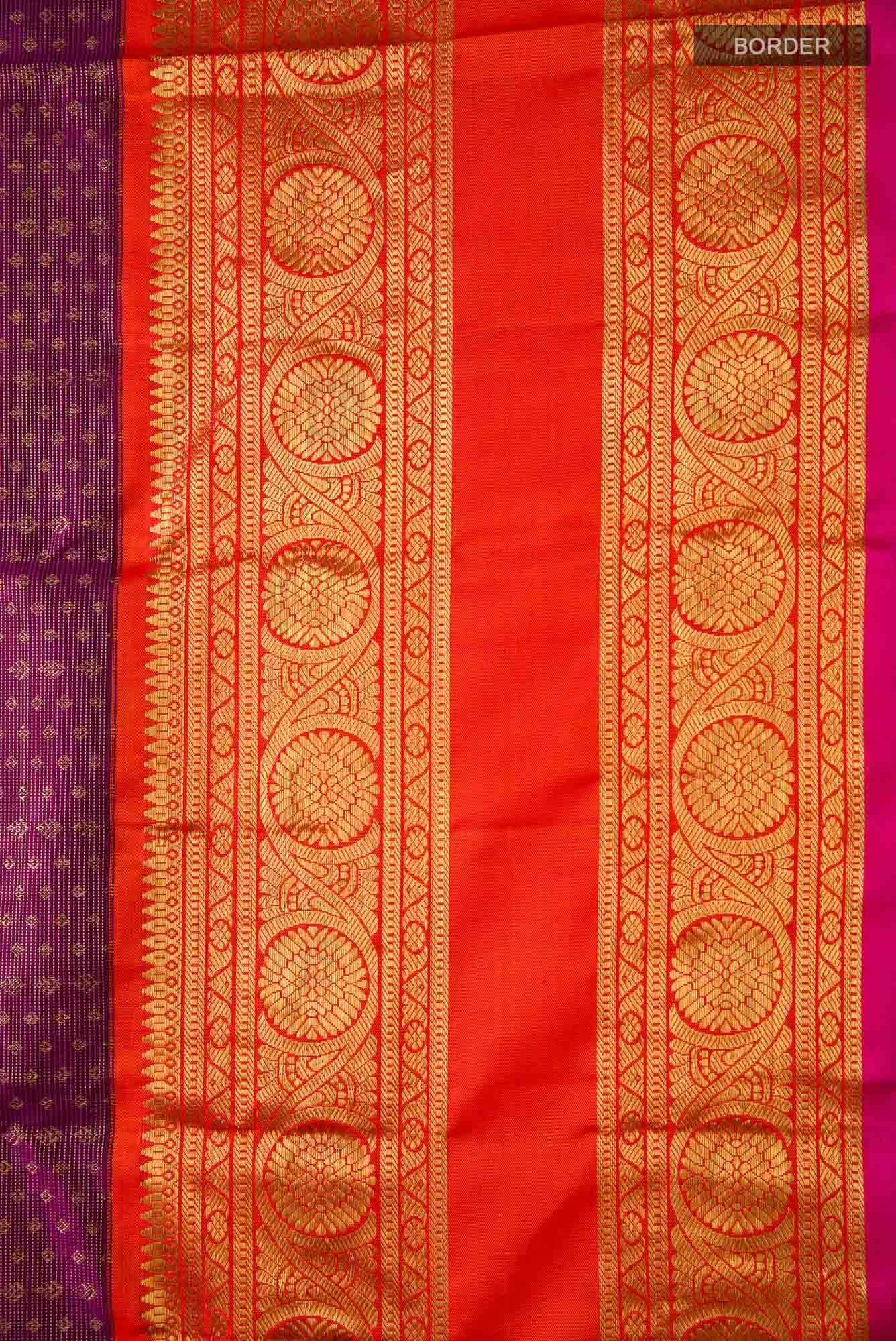 Pure Silk Pure Zari Light Magenta Dual Tone Kanchipuram Saree