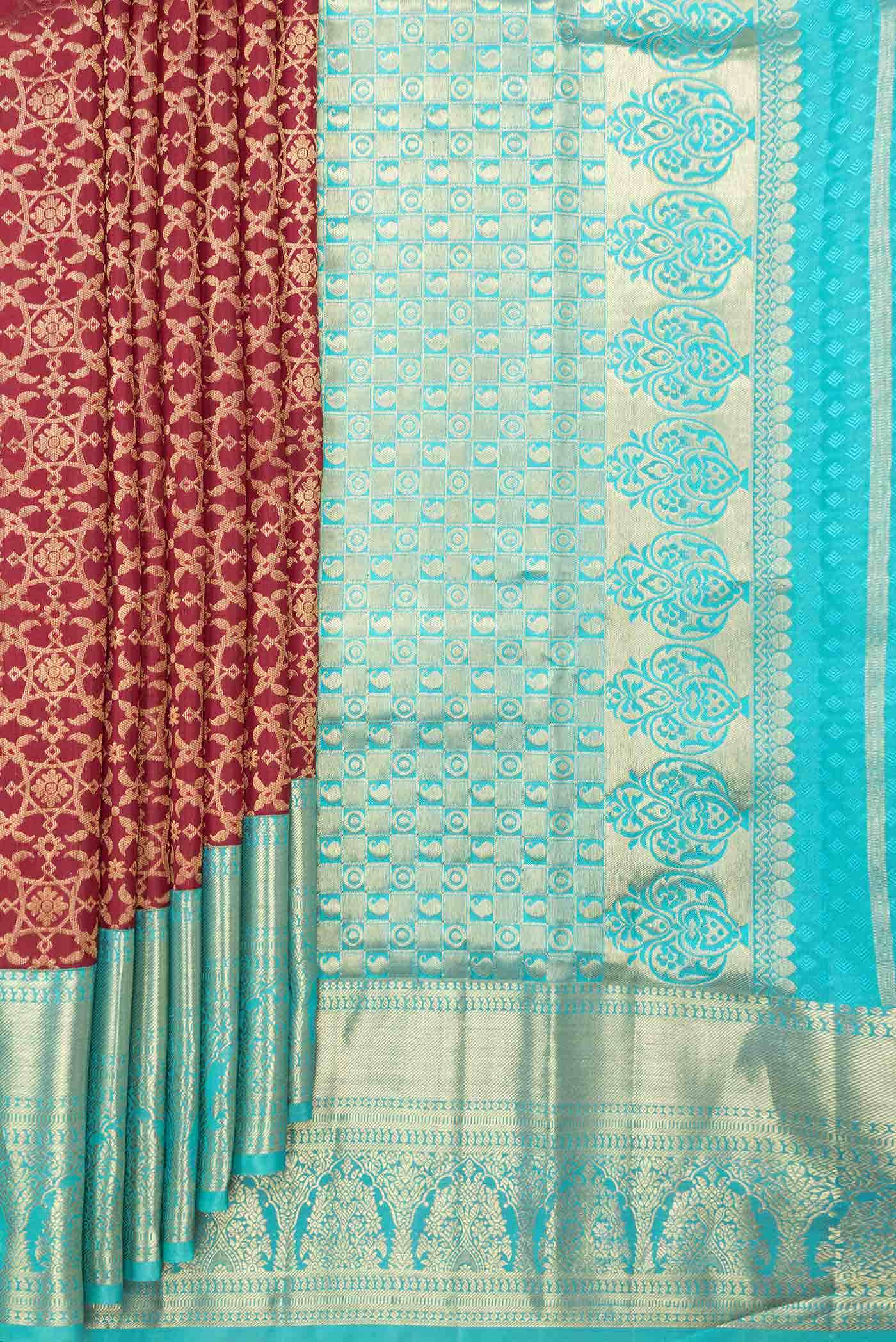 Maroon Dual Tone Kanchipuram Silk Saree