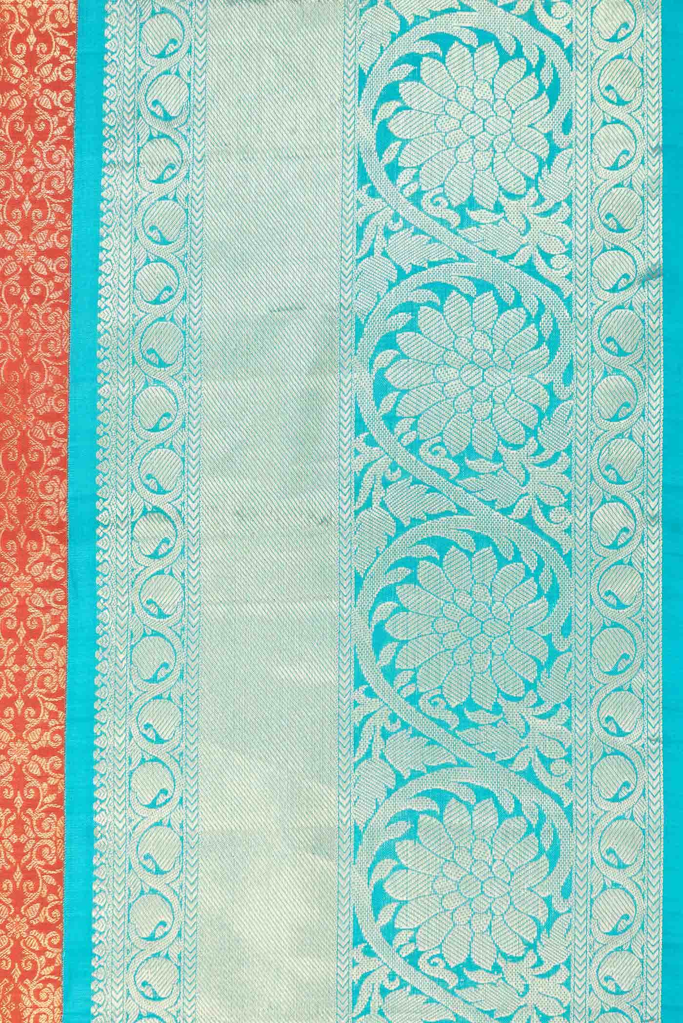 Brick Orange Dual Tone Kanchipuram Silk Saree