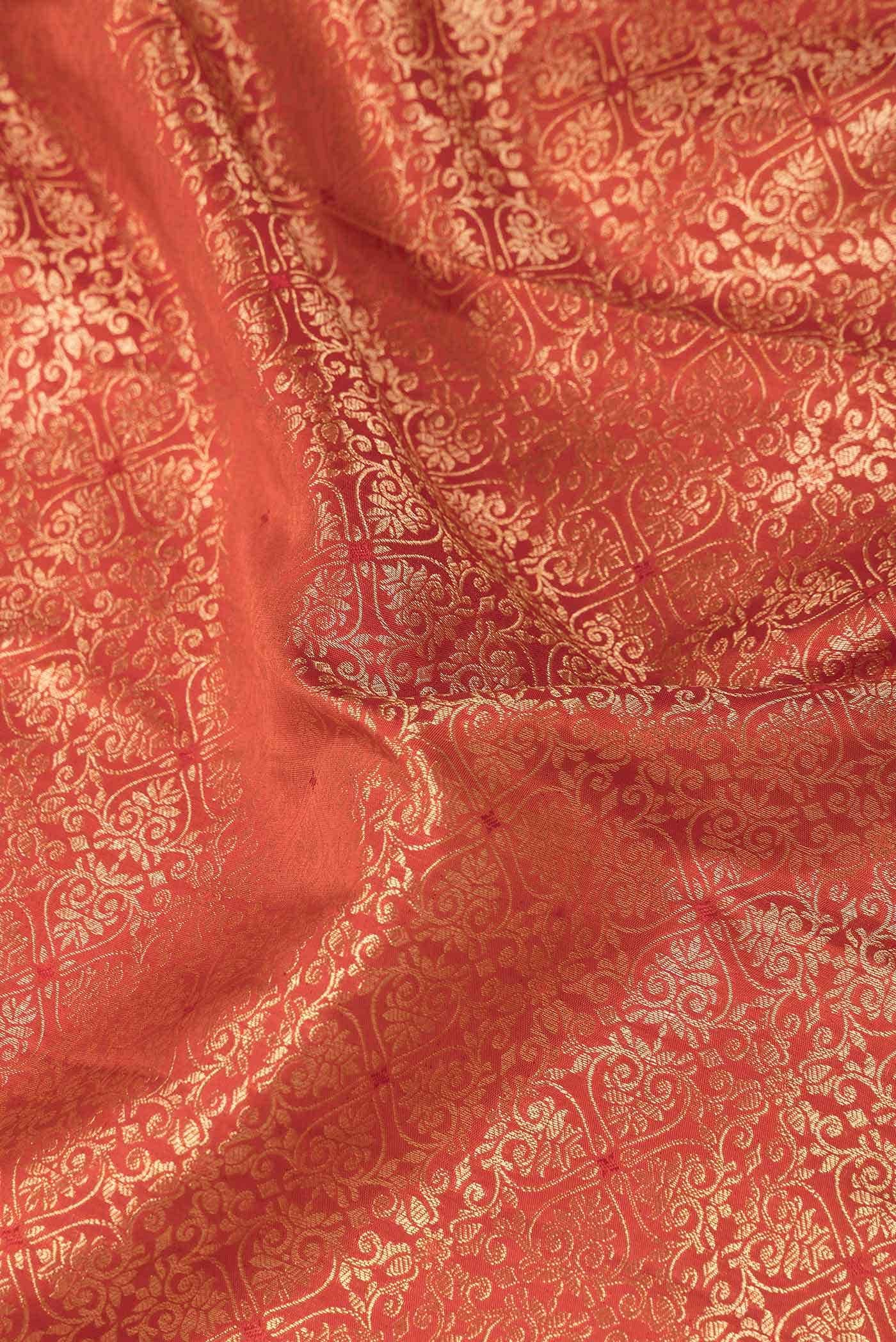 Brick Orange Dual Tone Kanchipuram Silk Saree