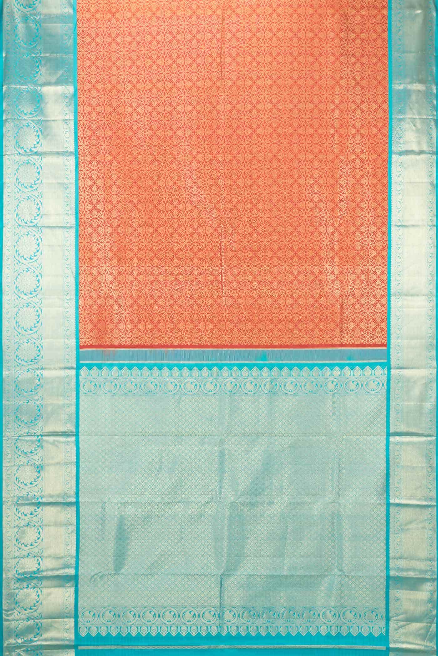 Brick Orange Dual Tone Kanchipuram Silk Saree