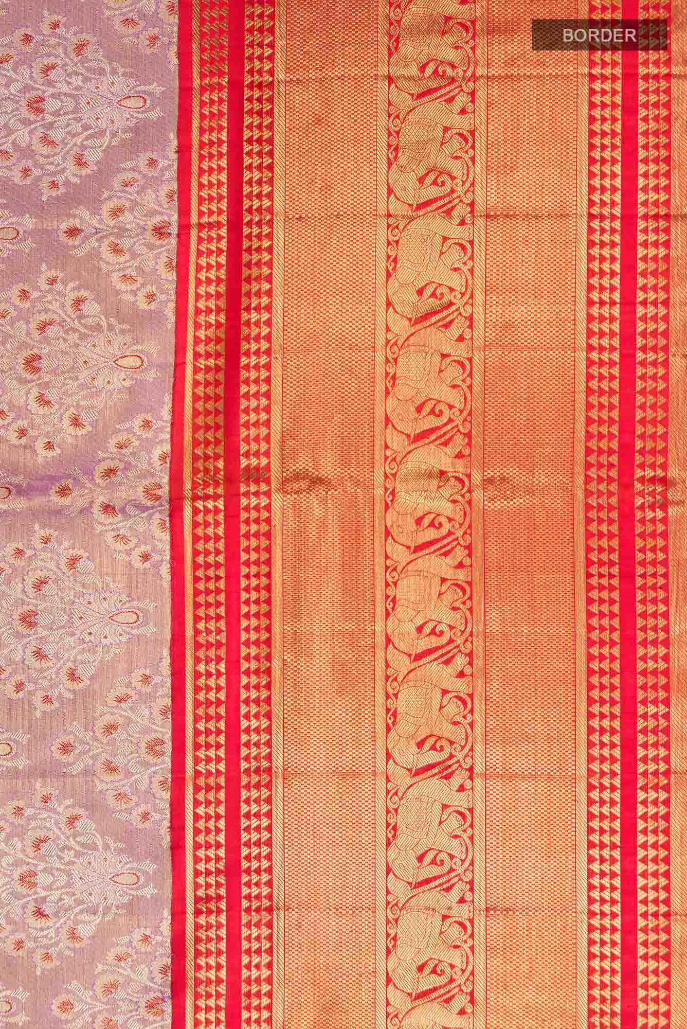 Pure Silk Pure Zari Lavender Kanchipuram Tissue Saree