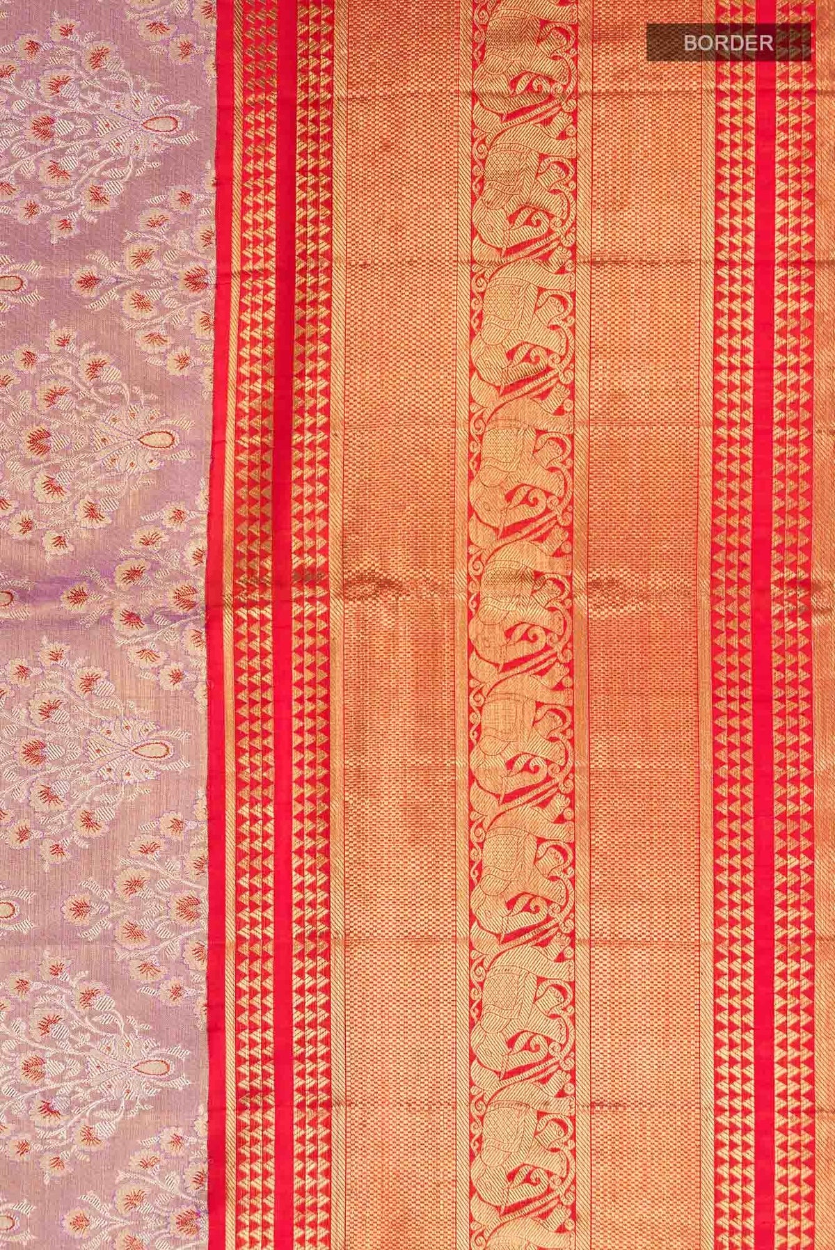 Pure Silk Pure Zari Lavender Kanjivaram Tissue Saree