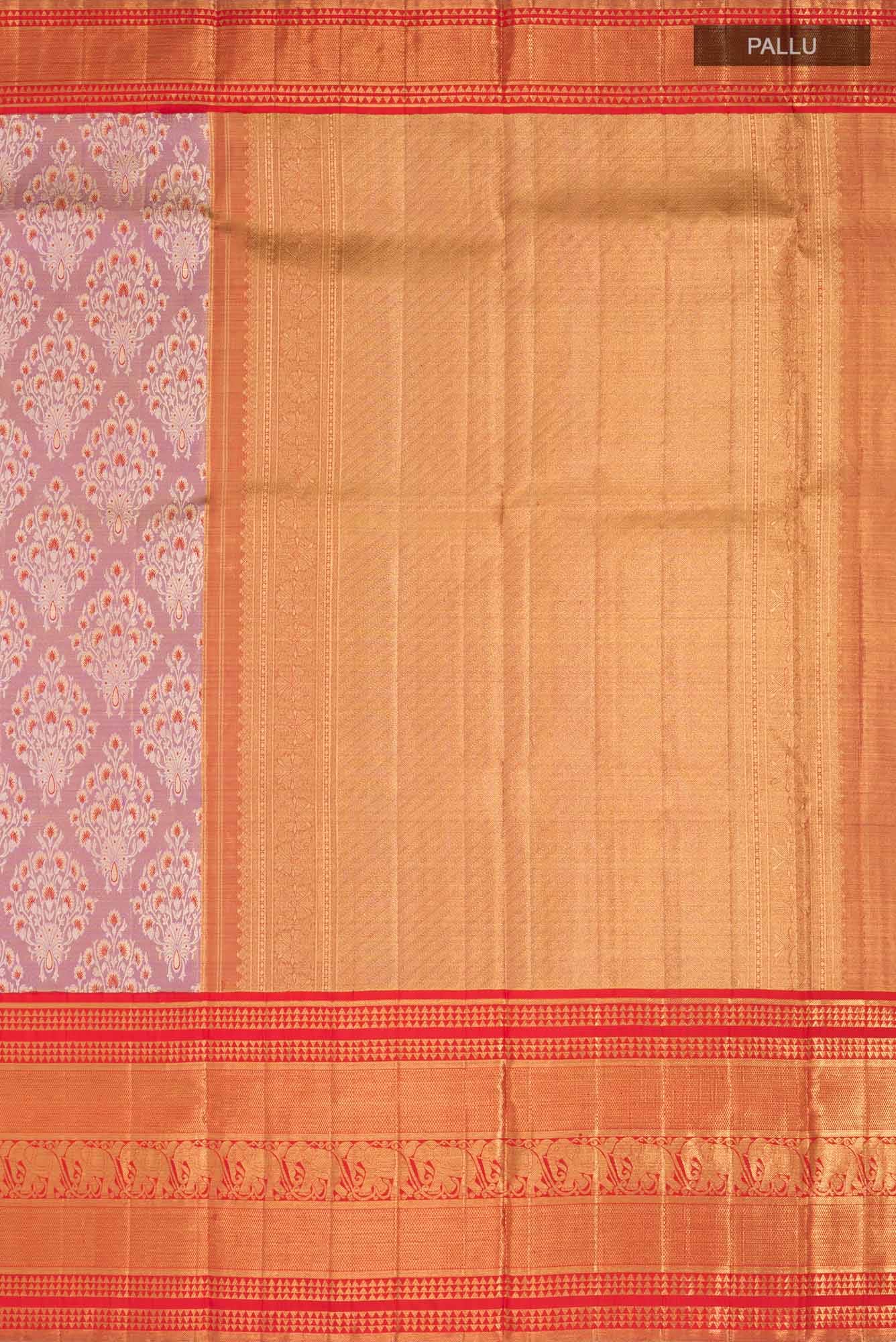 Pure Silk Pure Zari Lavender Kanchipuram Tissue Saree