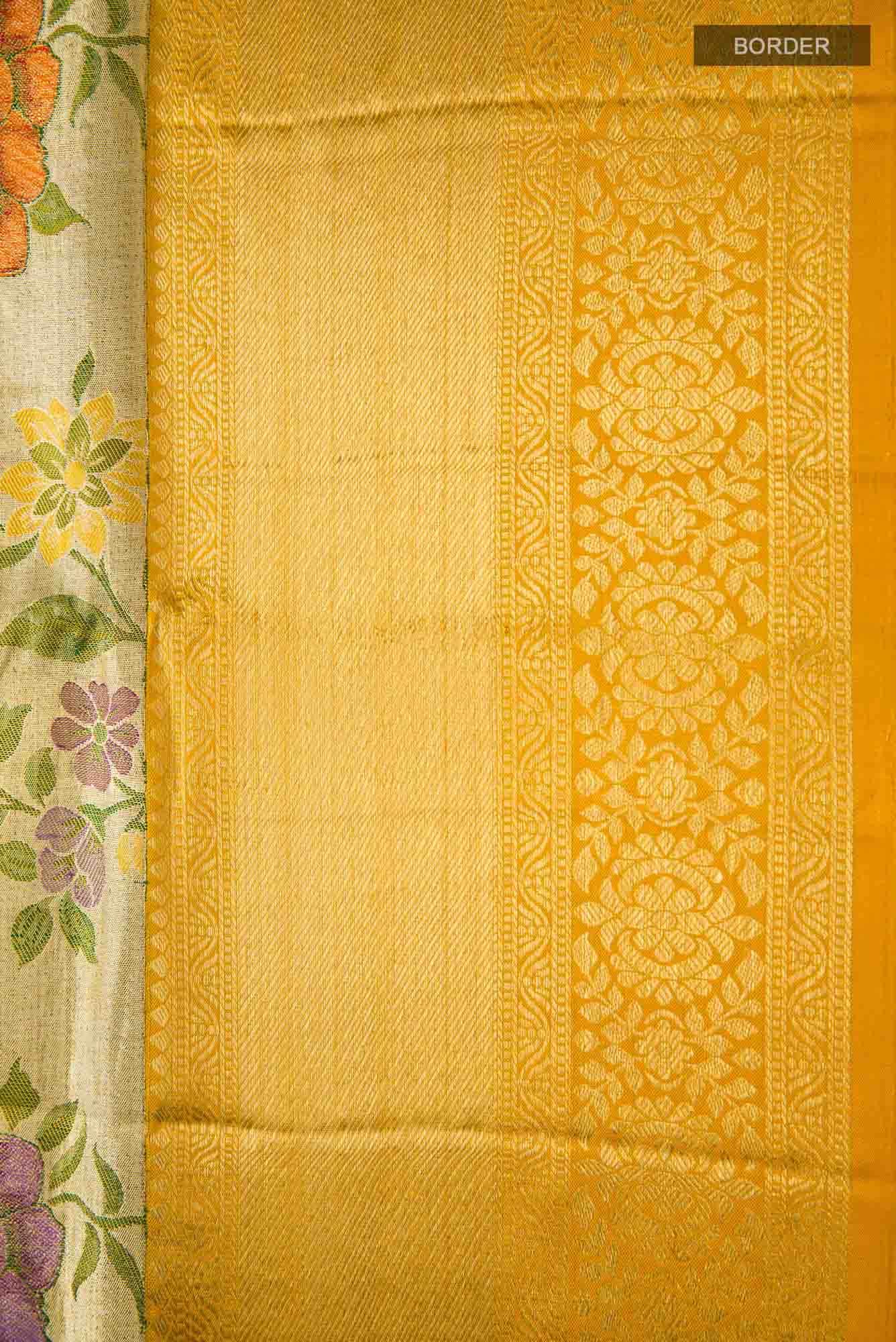Gold Dual Tone Kanchipuram Tissue Silk Saree