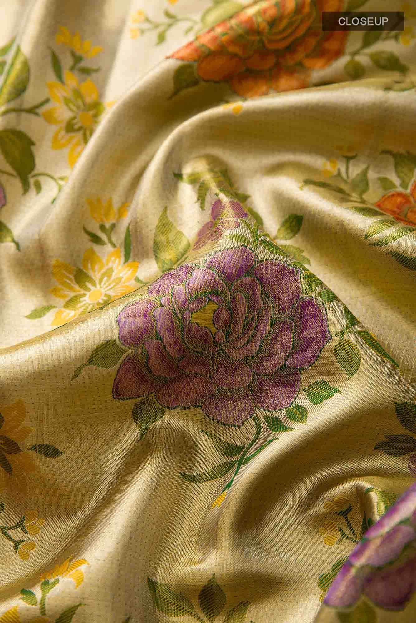 Gold Dual Tone Kanchipuram Tissue Silk Saree