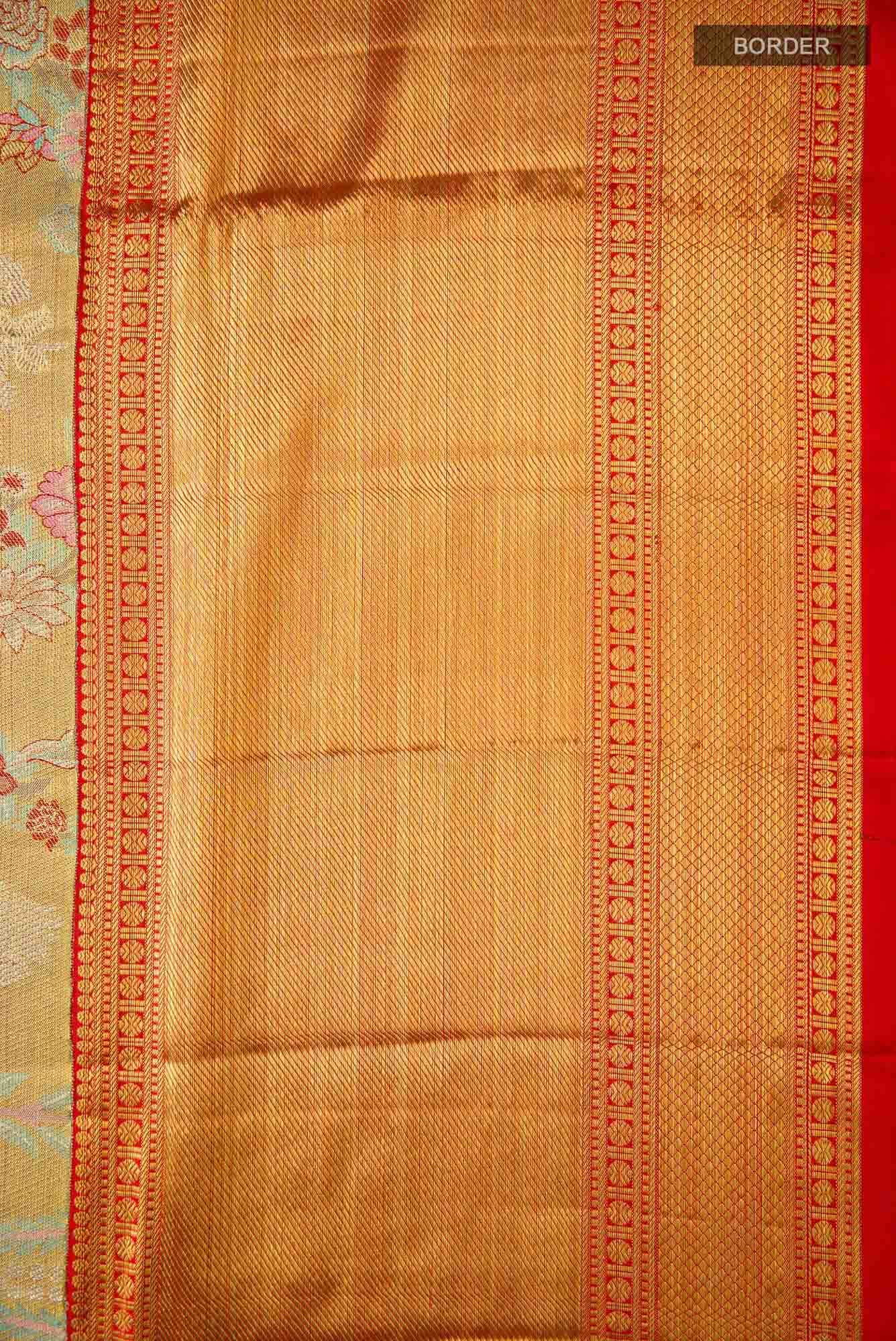 Gold Dual Tone Kanchipuram Tissue Silk Saree