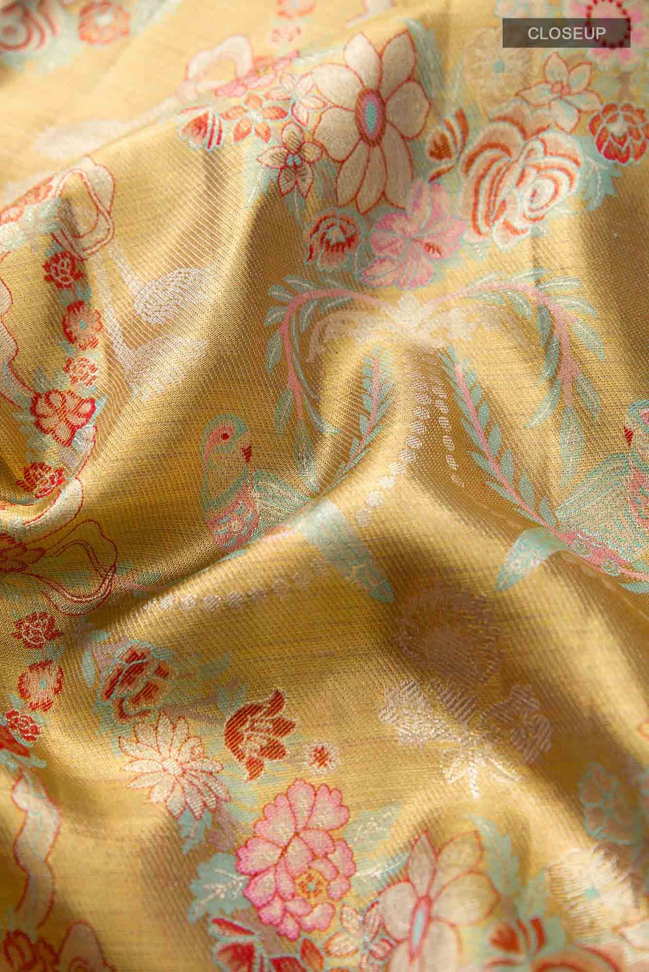 Gold Dual Tone Kanjivaram Tissue Silk Saree