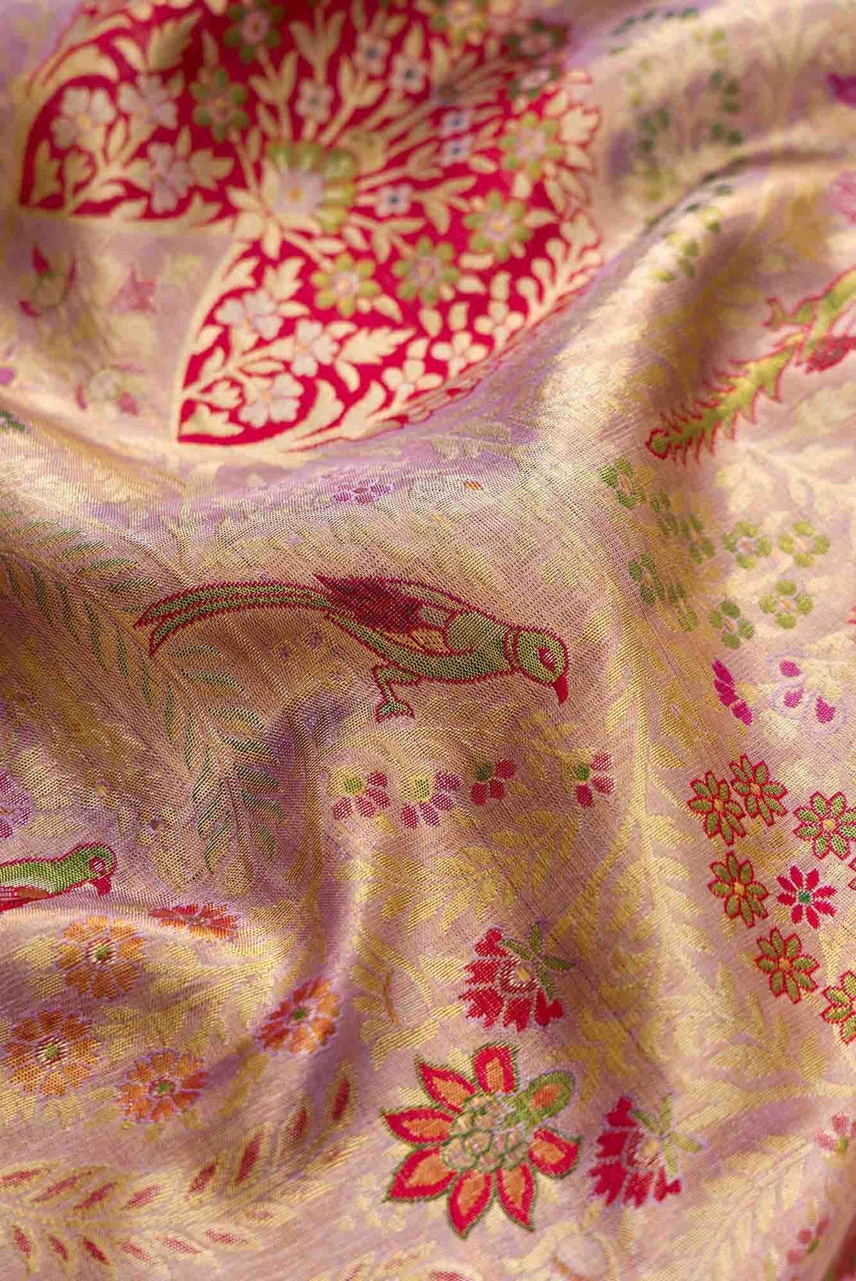 Lavender Dual Tone Kanjivaram Tissue Silk Saree