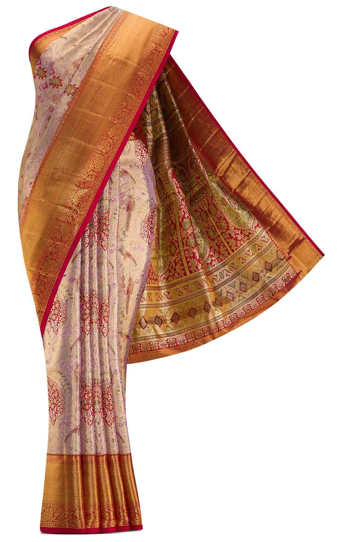 Lavender Dual Tone Kanjivaram Tissue Silk Saree