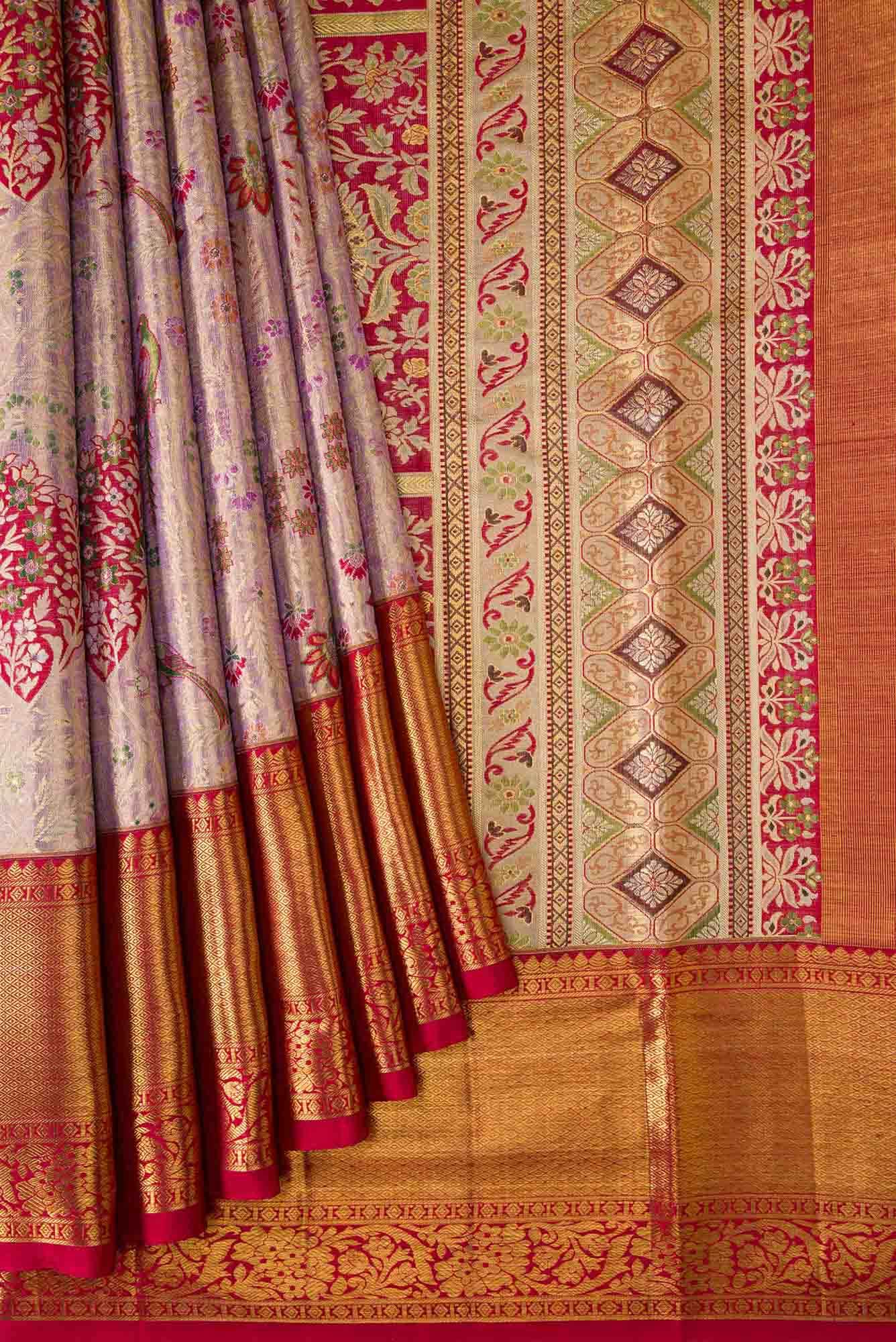 Lavender Dual Tone Kanchipuram Tissue Silk Saree