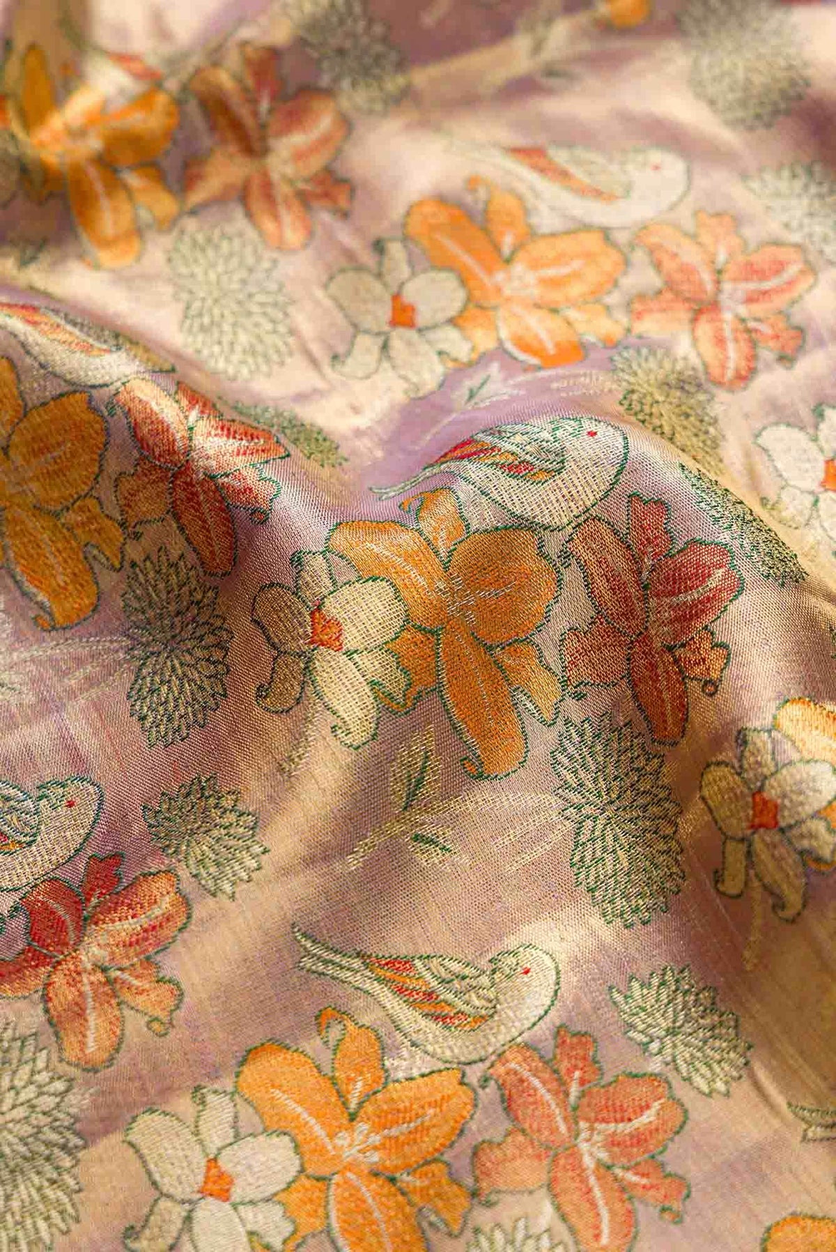 Lavender Dual Tone Kanjivaram Tissue Silk Saree