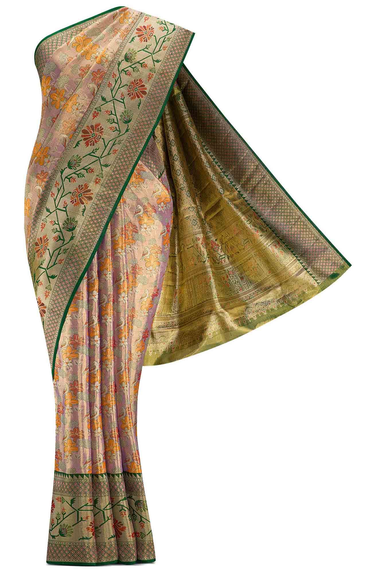 Lavender Dual Tone Kanjivaram Tissue Silk Saree