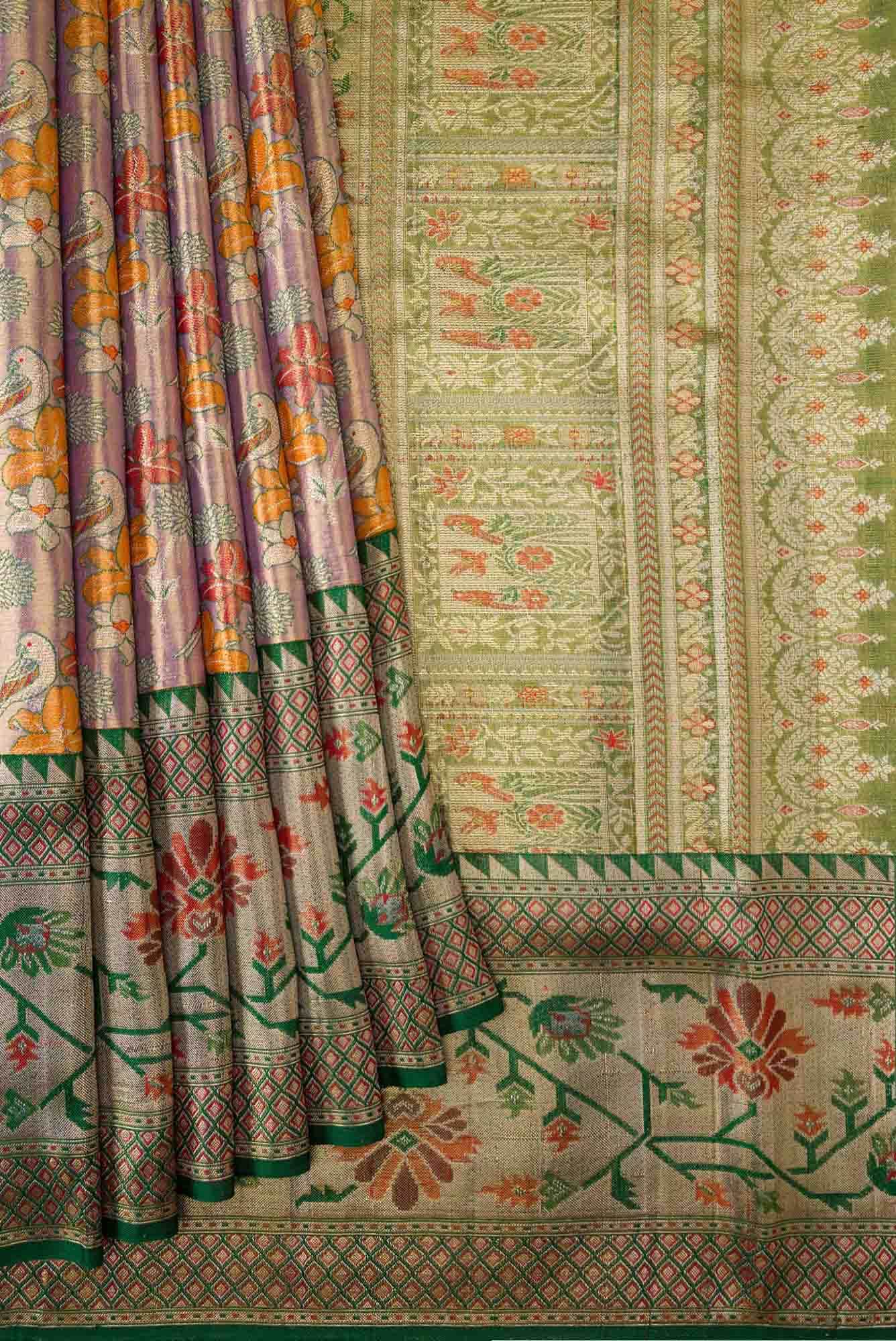 Lavender Dual Tone Kanjivaram Tissue Silk Saree