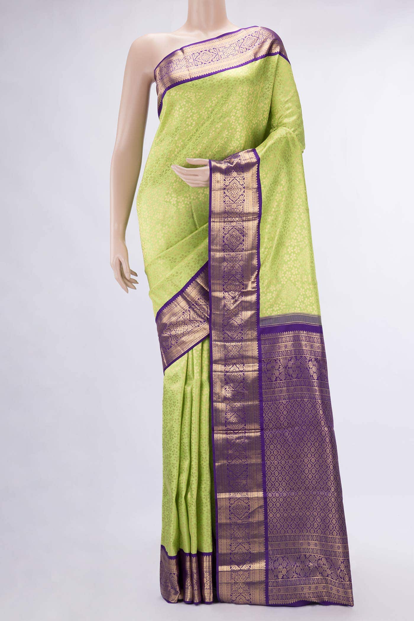 Parrot Green Kanchipuram Silk Saree