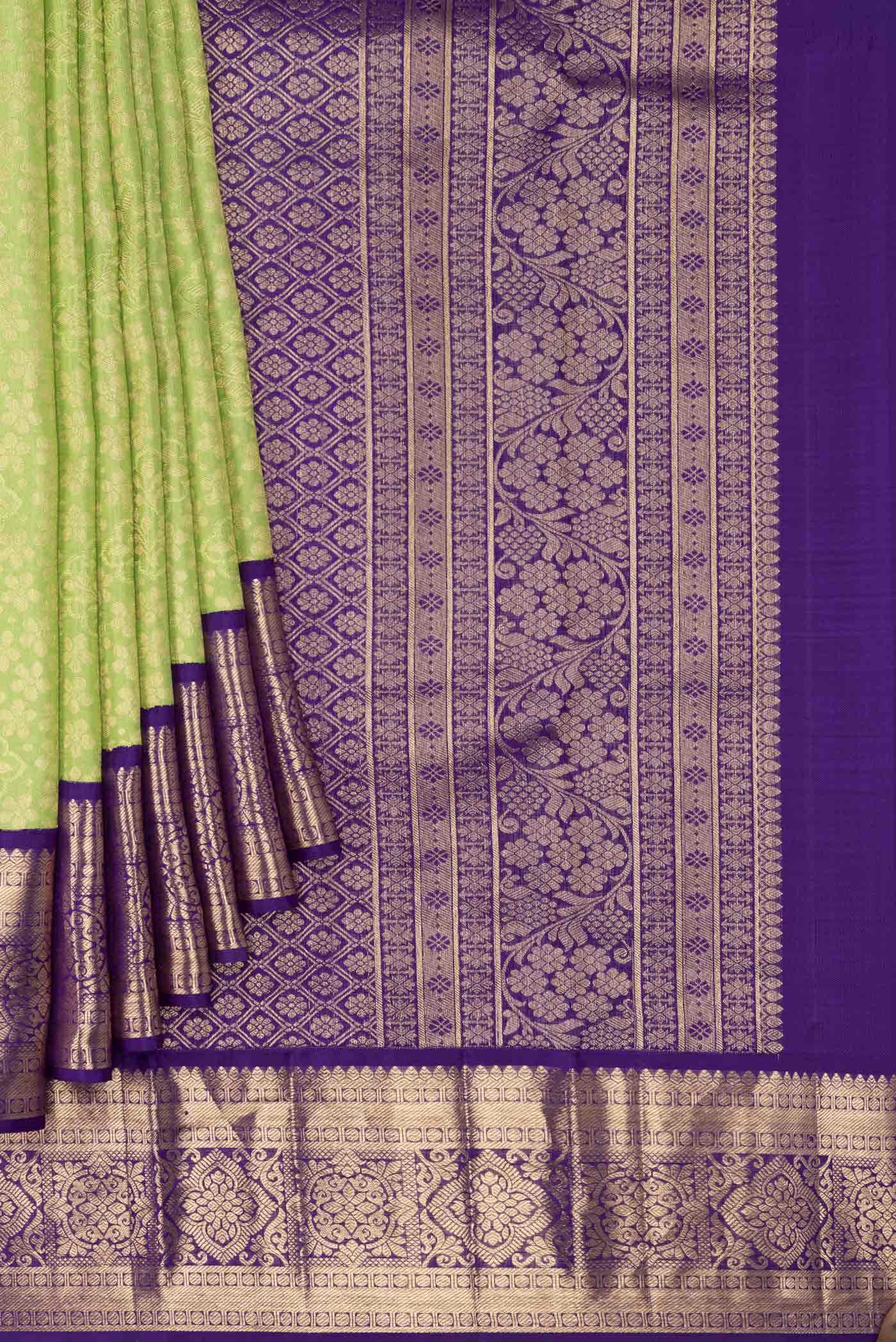 Parrot Green Kanchipuram Silk Saree