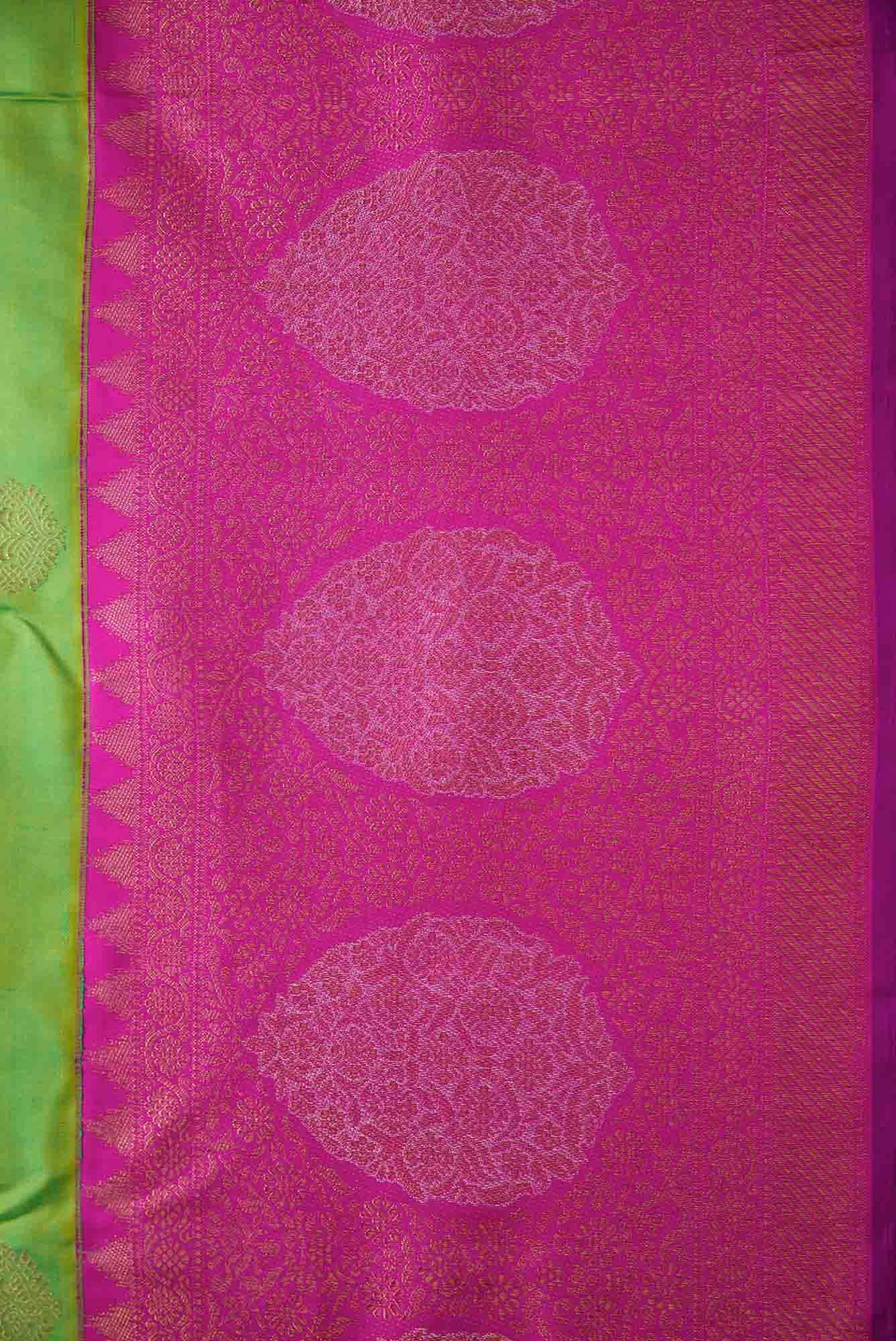 Pure Silk Pure Zari Light Green Dual Tone Kanchipuram Saree