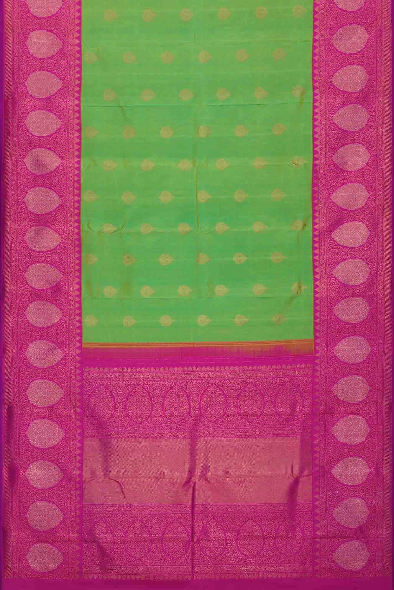 Pure Silk Pure Zari Light Green Dual Tone Kanchipuram Saree