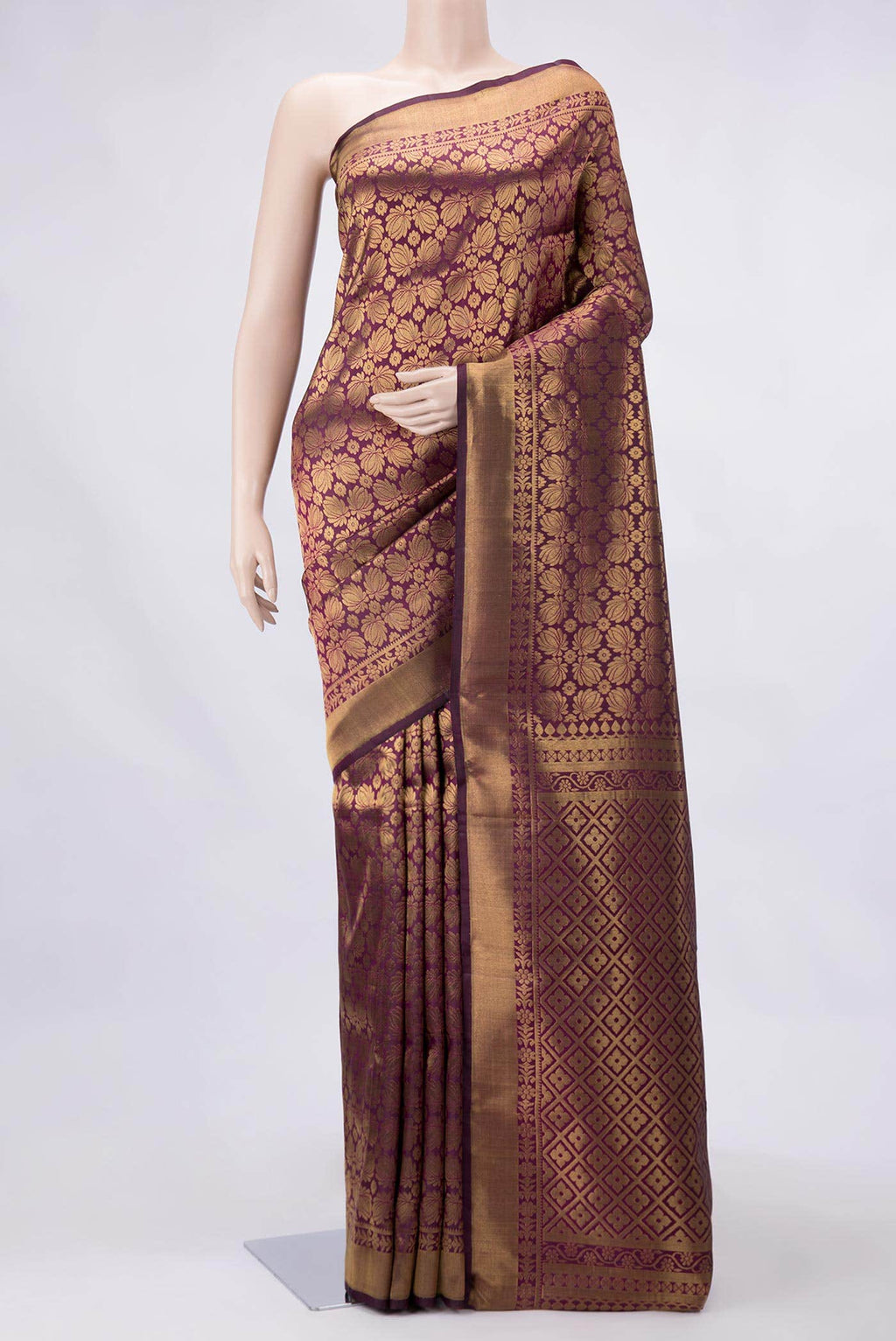 Burgundy Dual Tone Kanchipuram Silk Saree