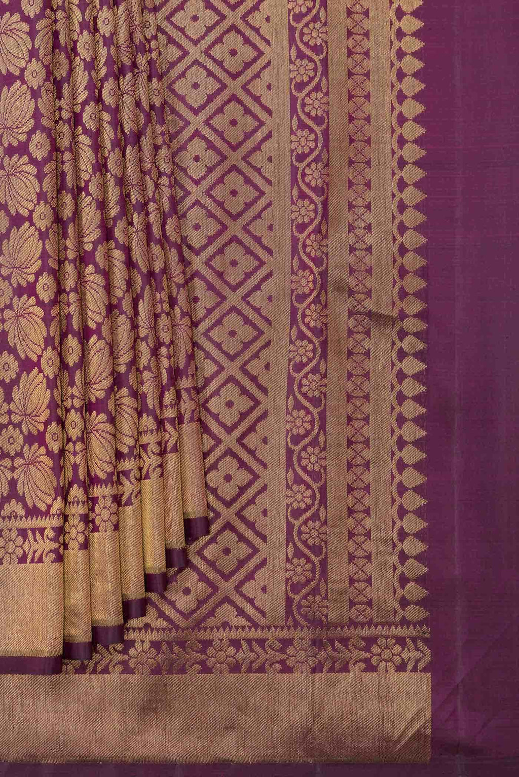 Burgundy Dual Tone Kanchipuram Silk Saree